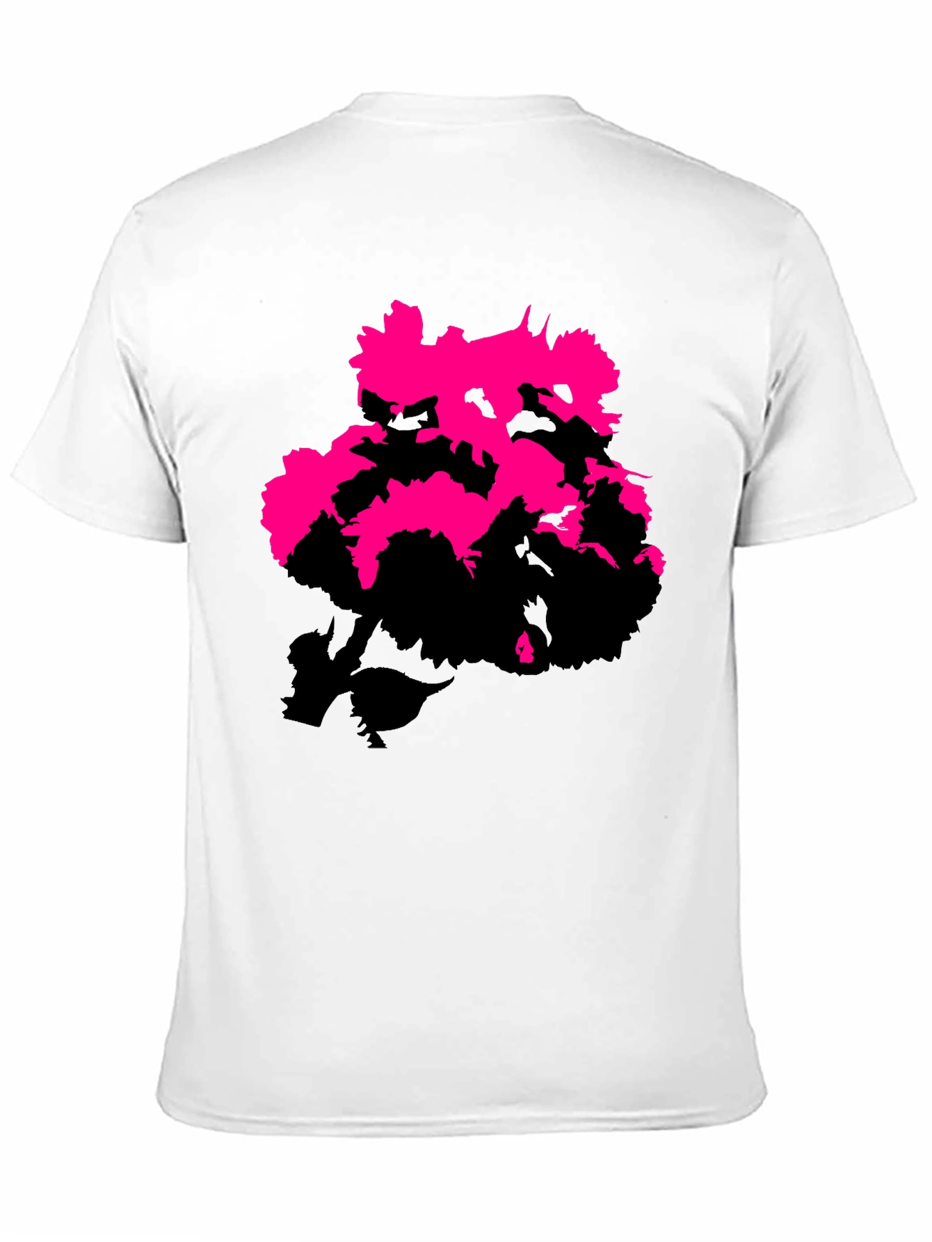Black Modern Pink Floral Graphic Print Black T-Shirt view 11