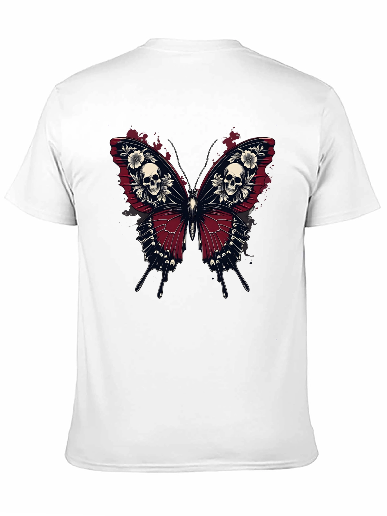 Black Skull Butterfly Graphic Tee - Gothic Style Black T-Shirt view 11
