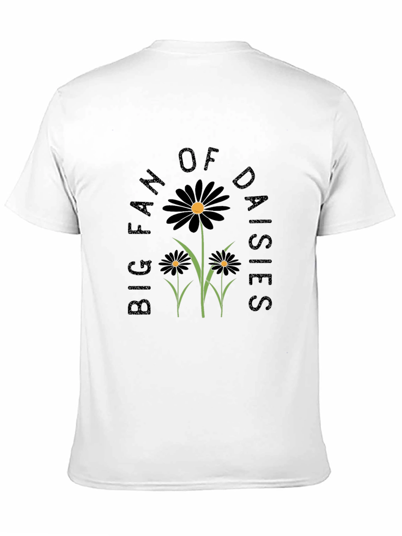 Black Big Fan of Daisies Black Graphic T-Shirt view 11