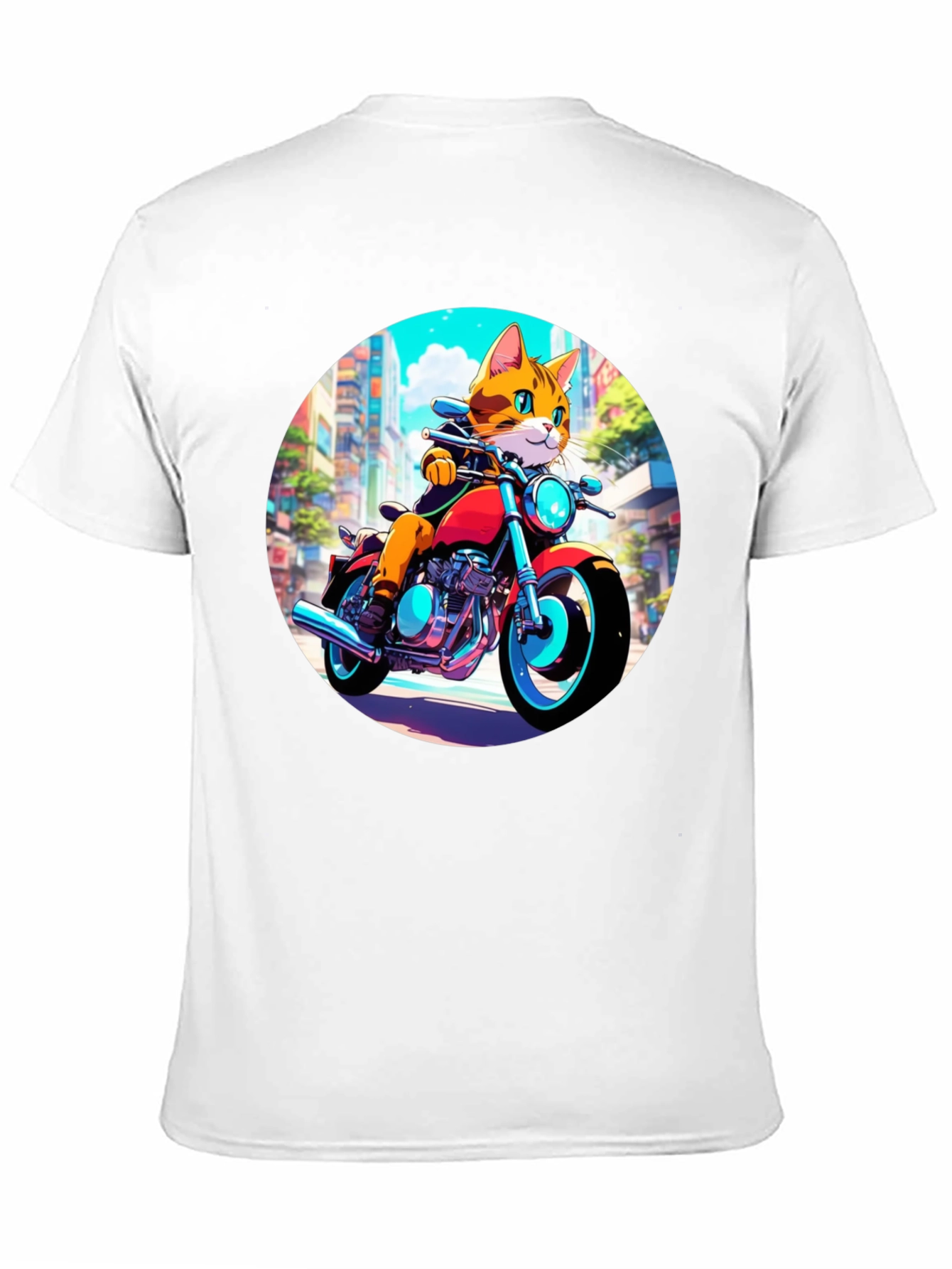 Black Cool Cat Motorcycle Rider Graphic T-Shirt view 11