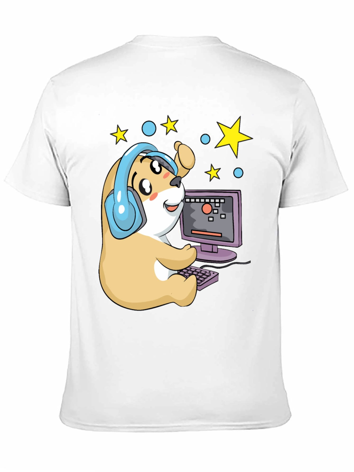 Black Gamer Hamster T-Shirt - Cute Cartoon Graphic Tee view 11