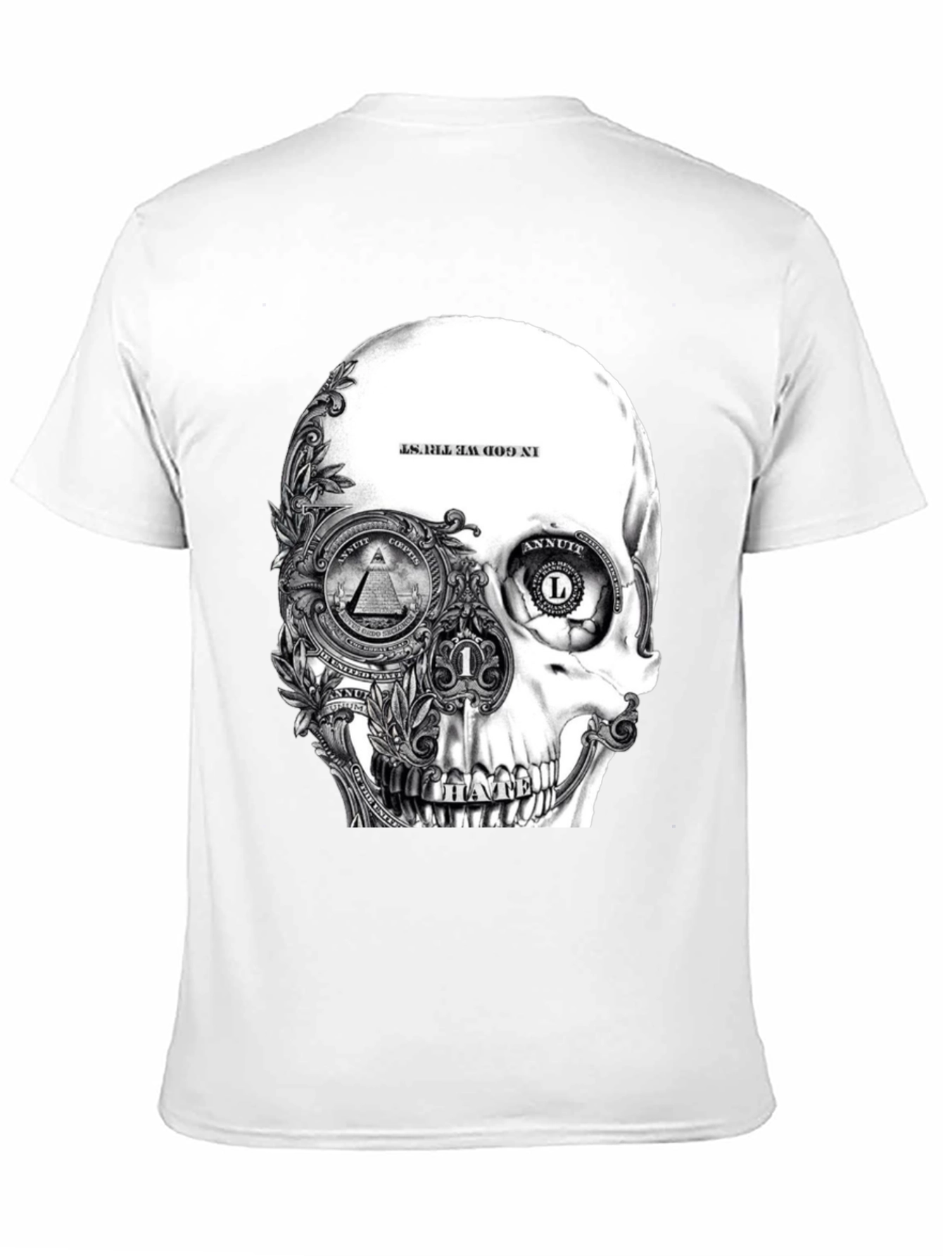 Black Skull & Money Graphic Print T-Shirt - Black view 11