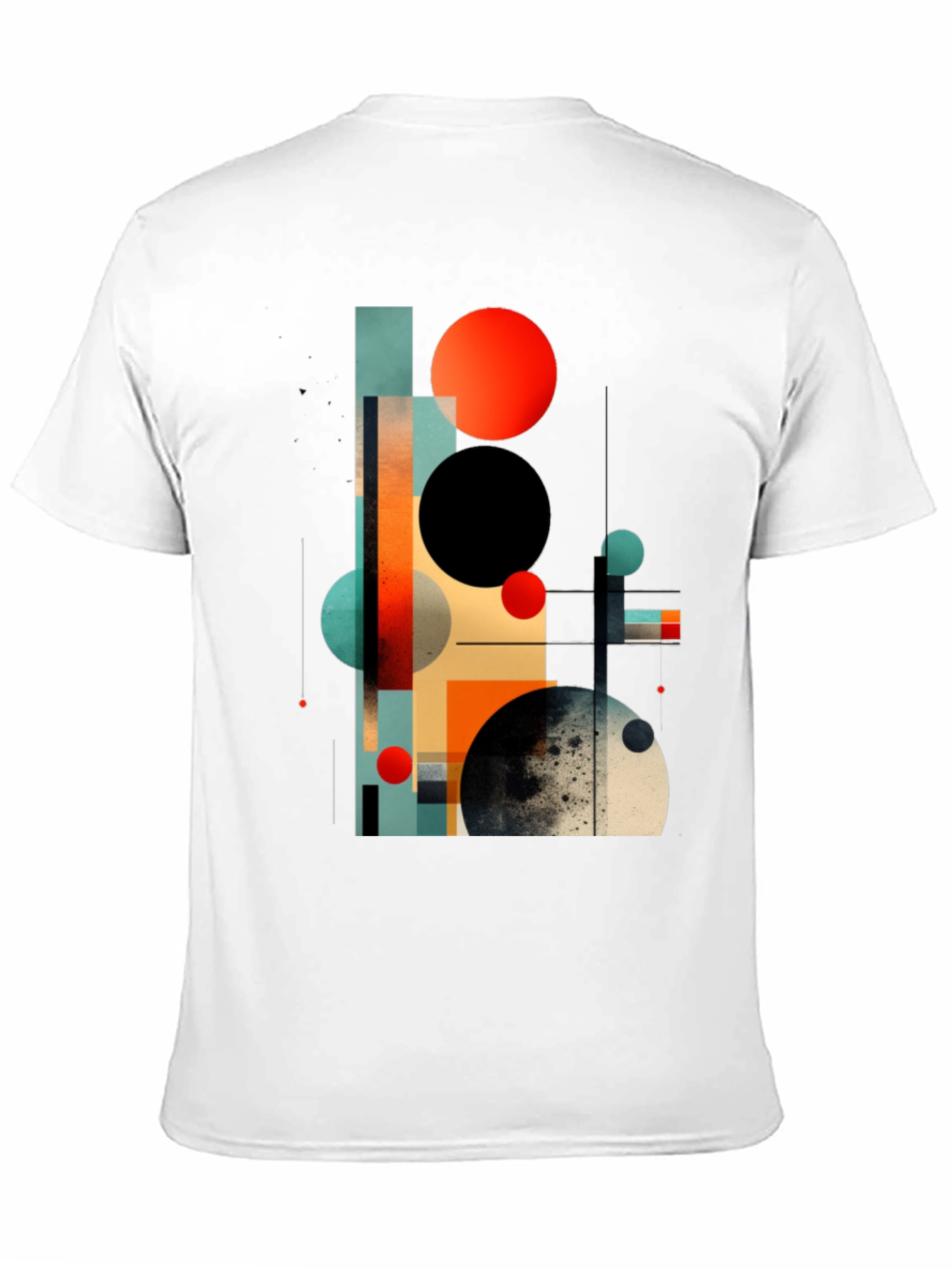 Black Abstract Geometric Print Black T-Shirt view 11