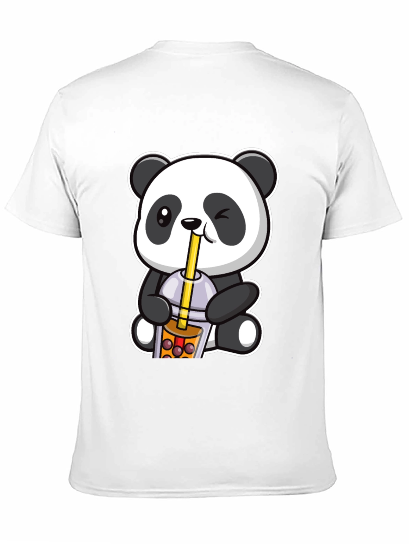 Black Cute Panda Boba Tea Graphic T-Shirt view 11