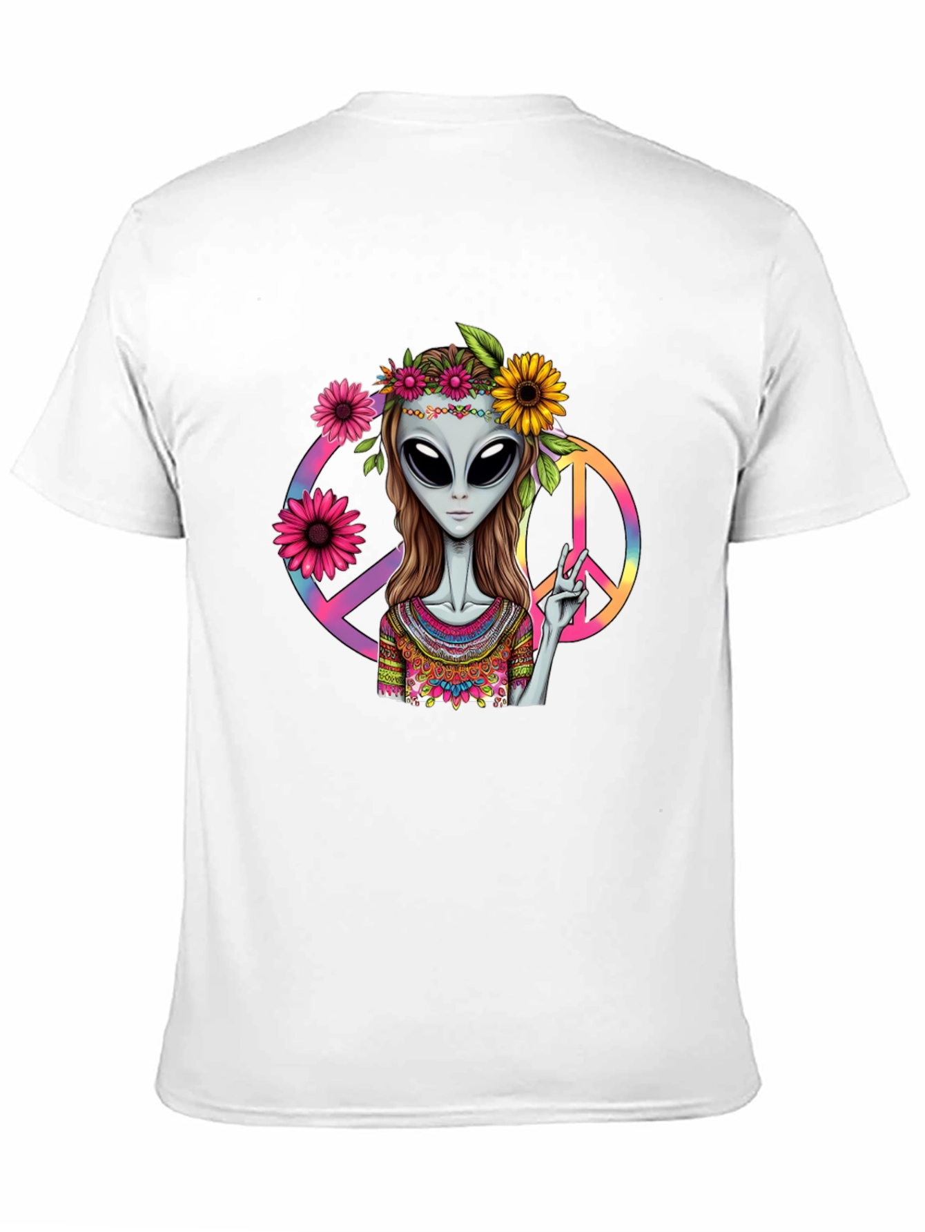 Black Alien Peace T-Shirt - Black Graphic Tee view 11