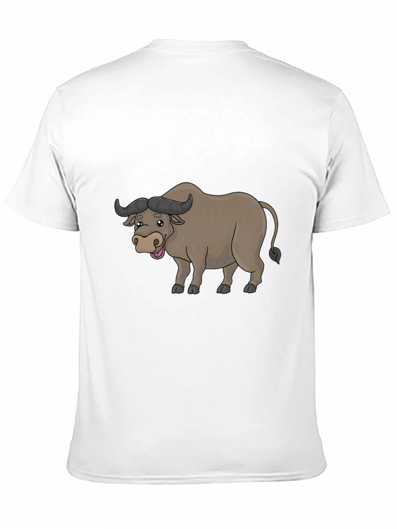 Black Funny Buffalo Cartoon Black T-Shirt view 11