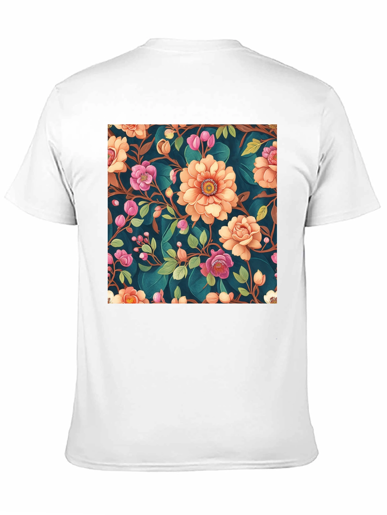 Black Floral Pattern Black T-Shirt: Stylish Print Tee view 11
