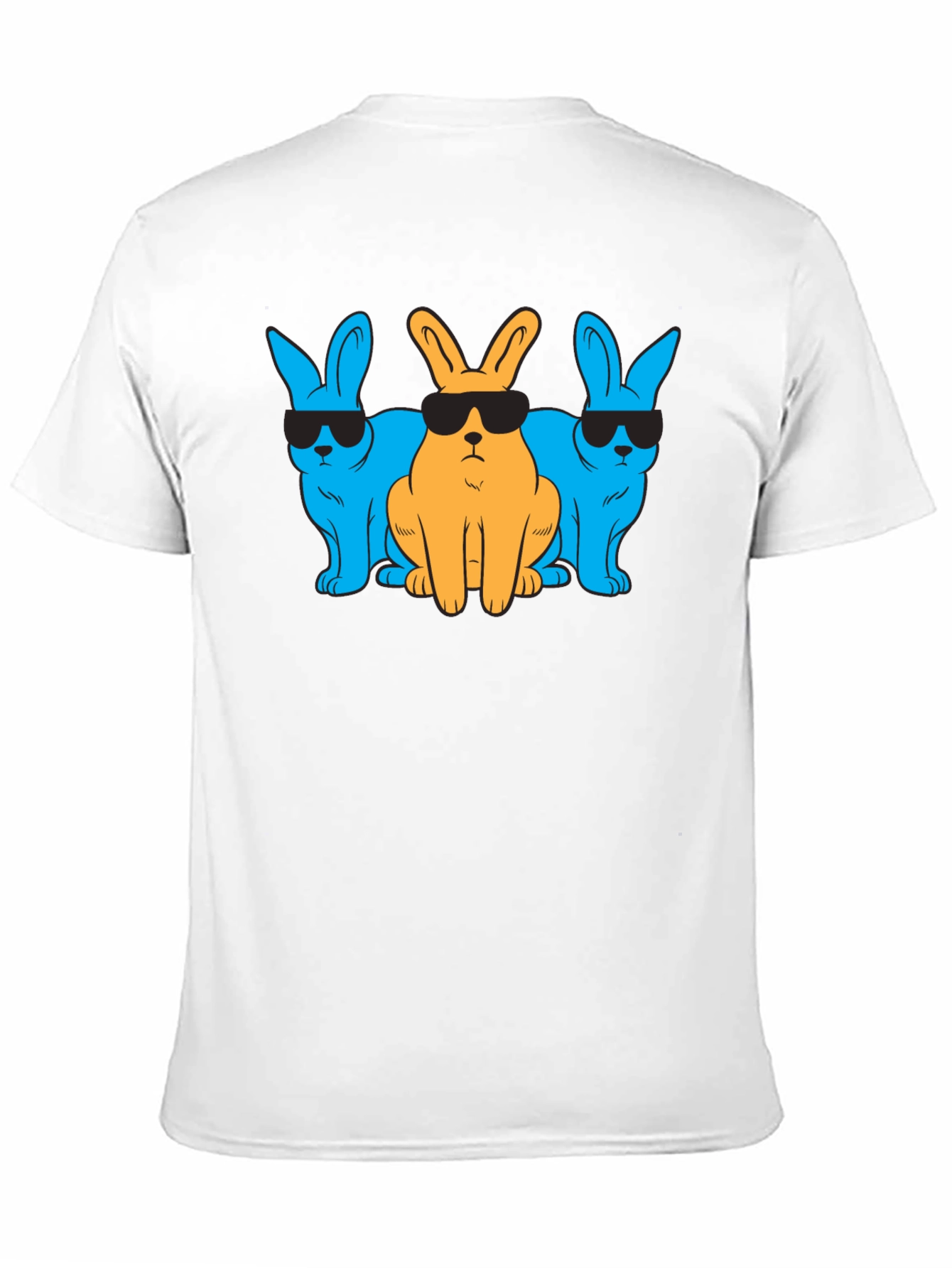 Black Cool Rabbits Graphic T-Shirt - Black Cotton Tee view 11