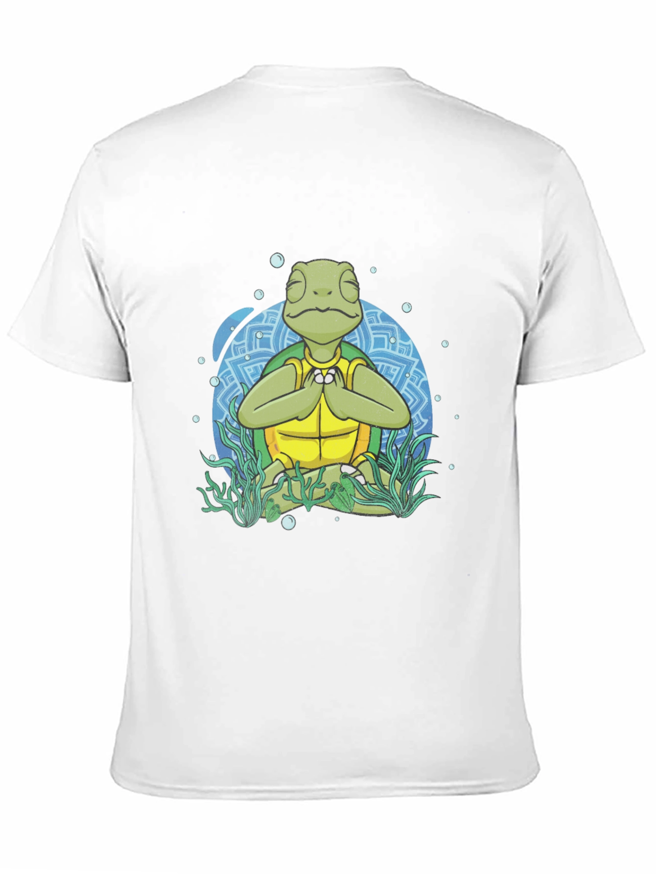 Black Meditating Sea Turtle Men's Graphic T-Shirt view 11