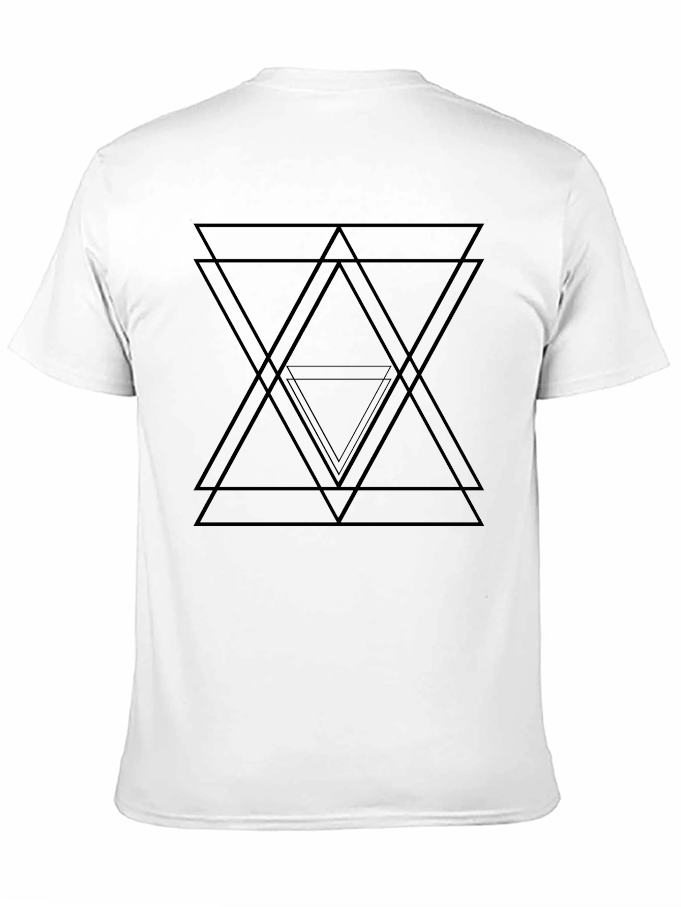 Black Geometric Triangle Graphic Black T-Shirt view 11