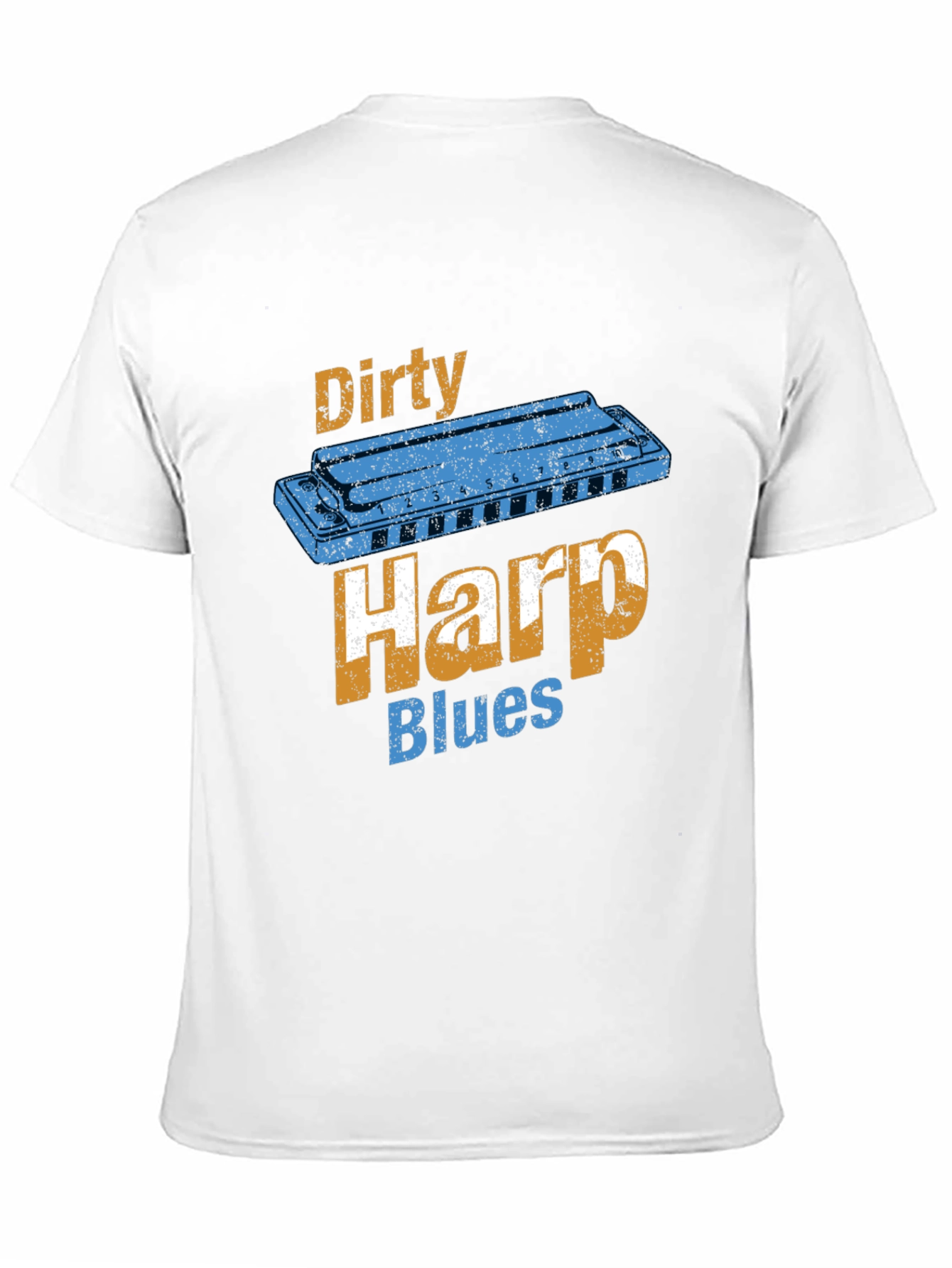 Black Dirty Harp Blues T-Shirt - Music Lover Tee view 11
