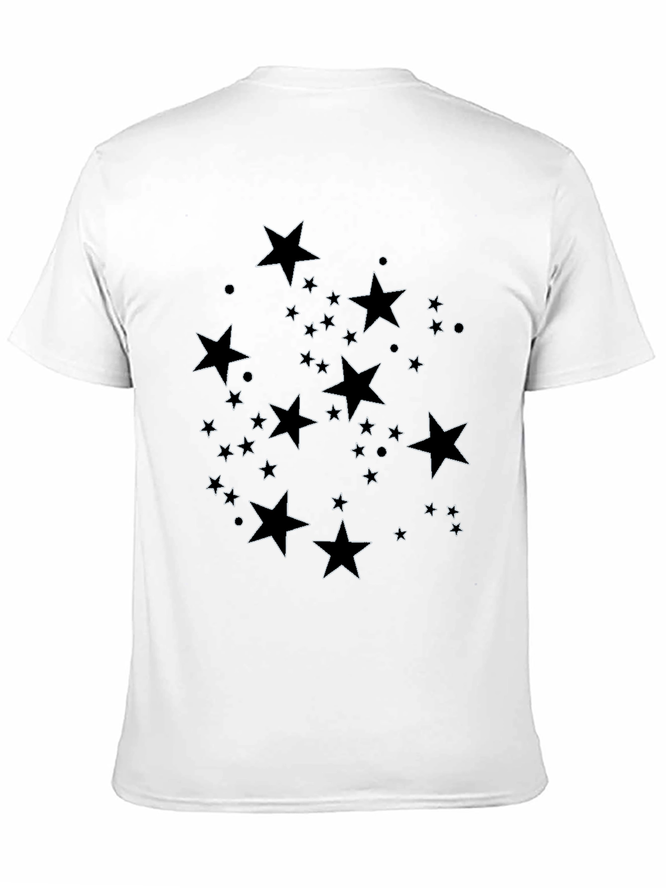 Black Star Pattern Black T-Shirt - Stylish Casual Wear view 11