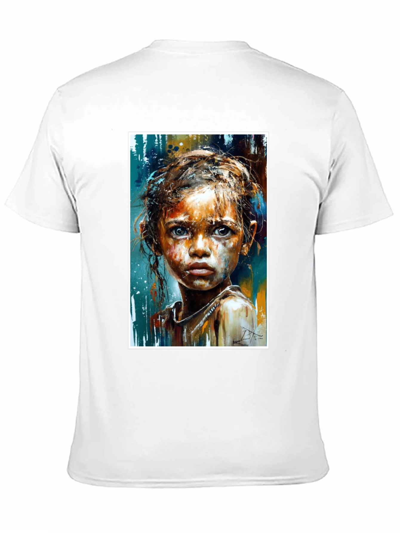 Expressive Girl Portrait Tee - Unique Art - 11