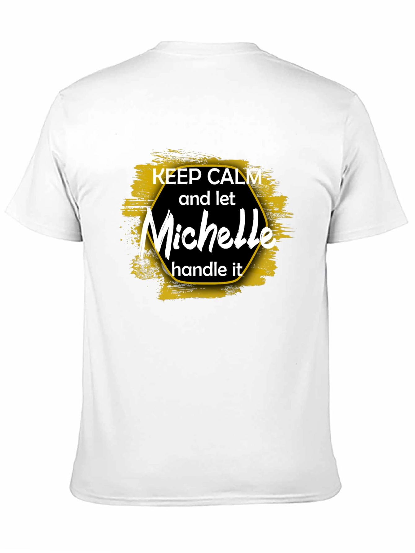 Black Keep Calm Michelle T-Shirt, Funny Personalized Name Tee view 11