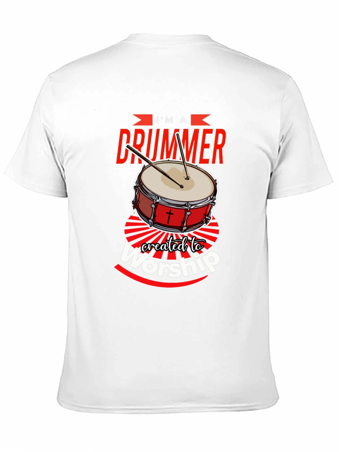 Black I'm A Drummer Created To Worship T-Shirt view 11