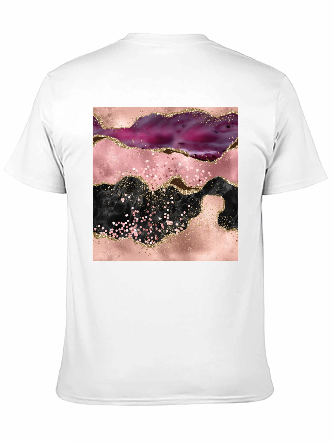 Black Abstract Geode Print Black Crew Neck T-Shirt view 11