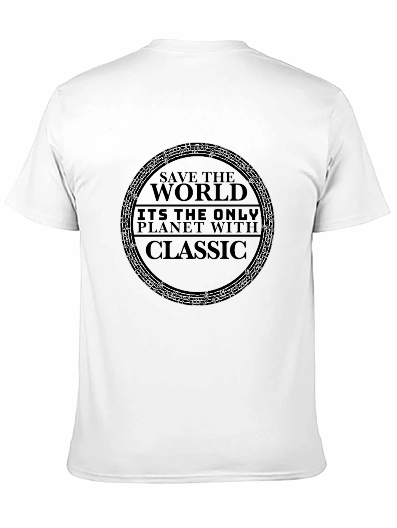 Black Save the World with Classic Music T-Shirt view 11