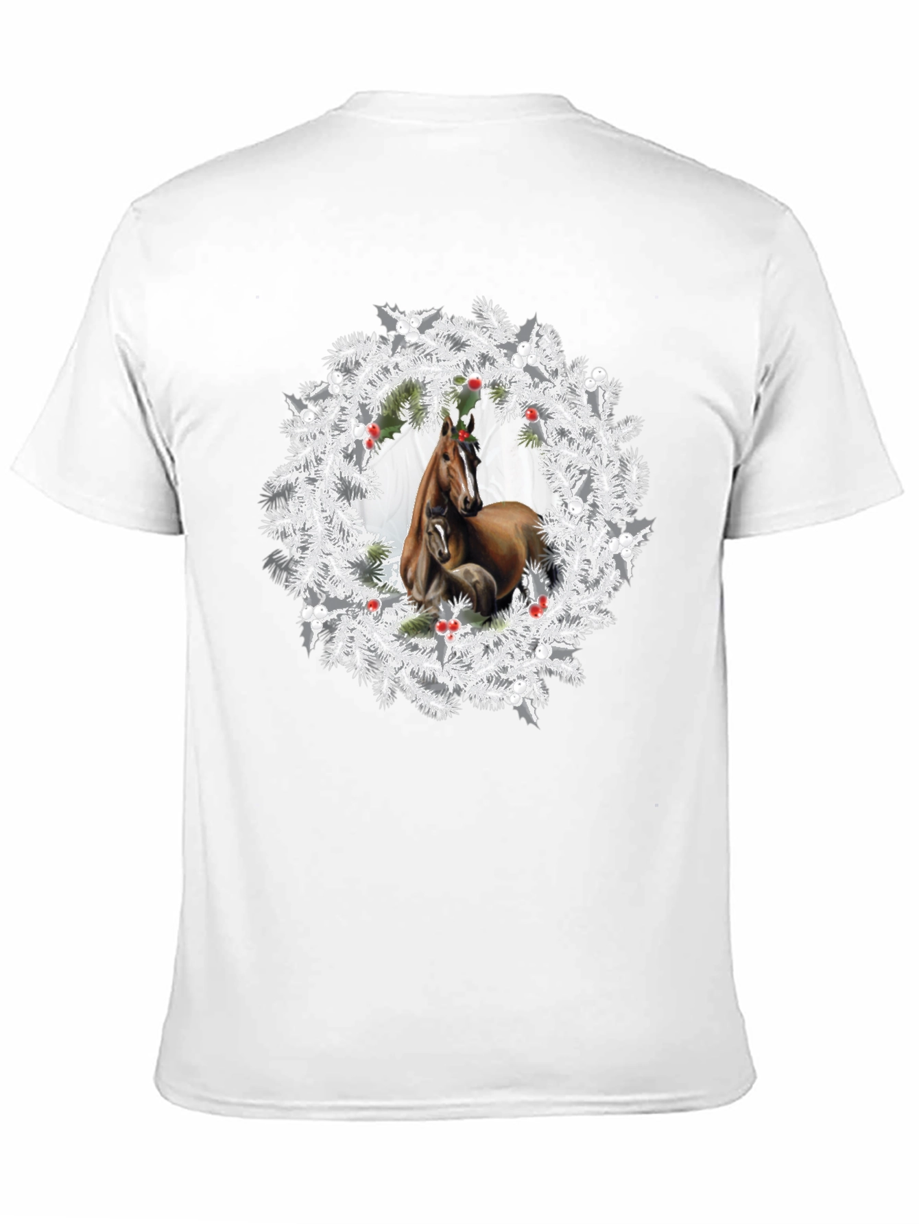 Black Horse Wreath T-Shirt - Christmas Apparel view 11