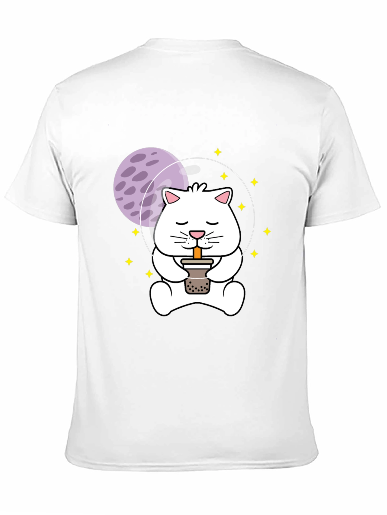 Black Astronaut Cat Boba Tea Graphic T-Shirt view 11