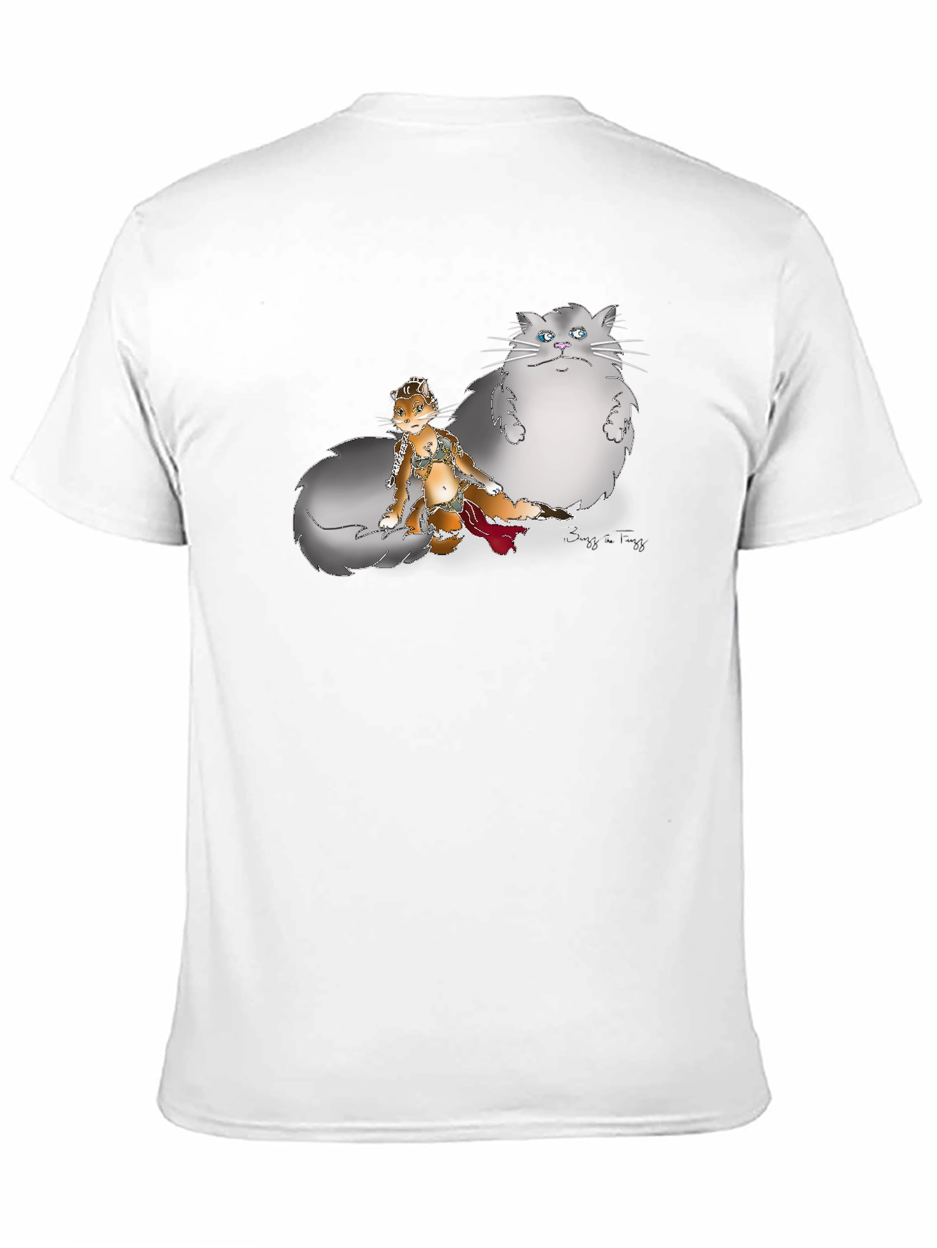Black Graphic Print T-Shirt - Cat and Squirrel Design view 11