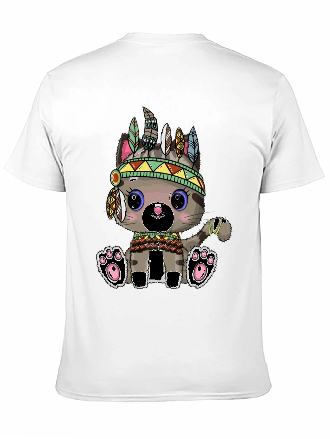 Black Native Cat T-Shirt Black Graphic Tee view 11