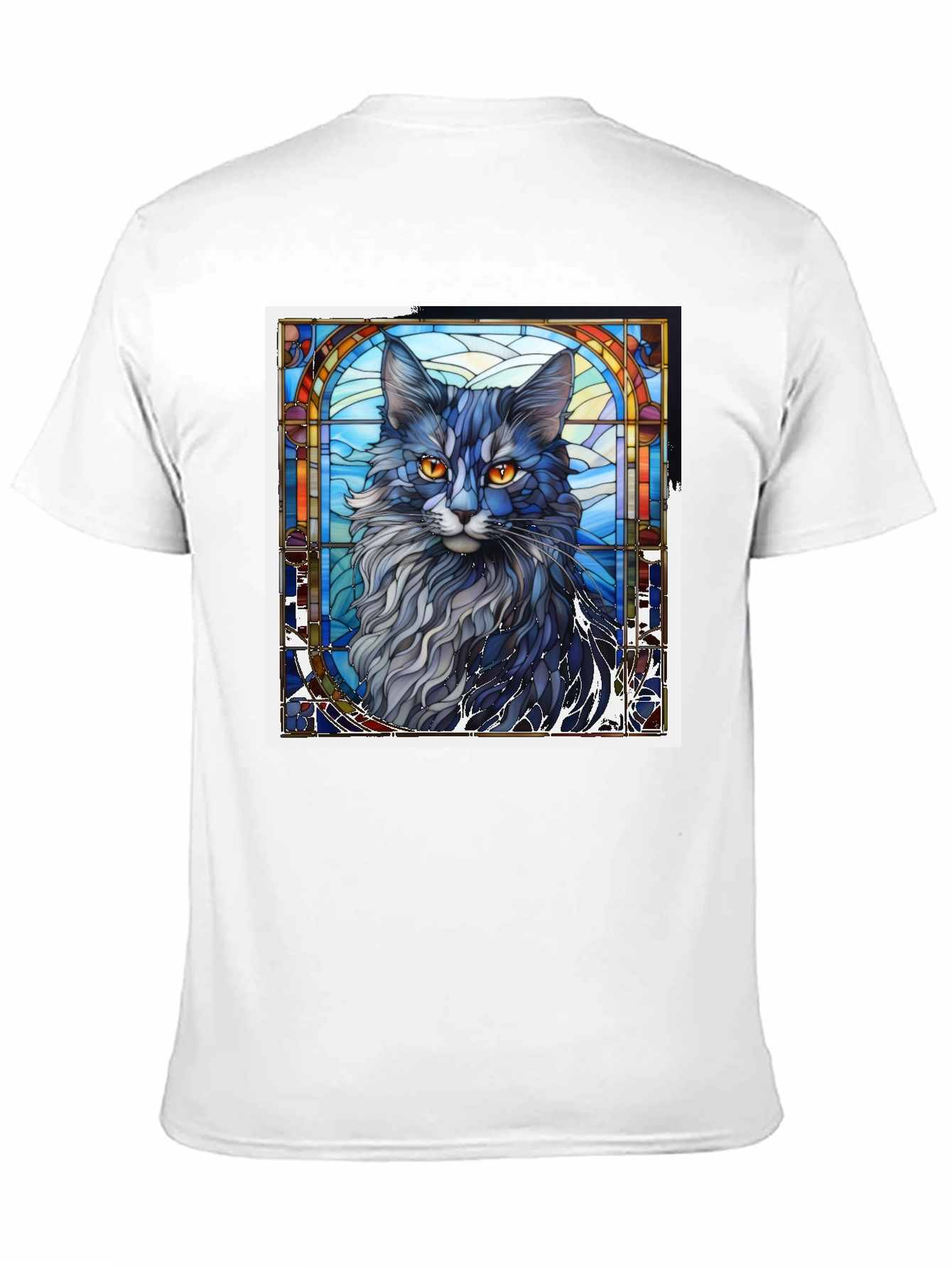 Black Stained Glass Cat T-Shirt view 11
