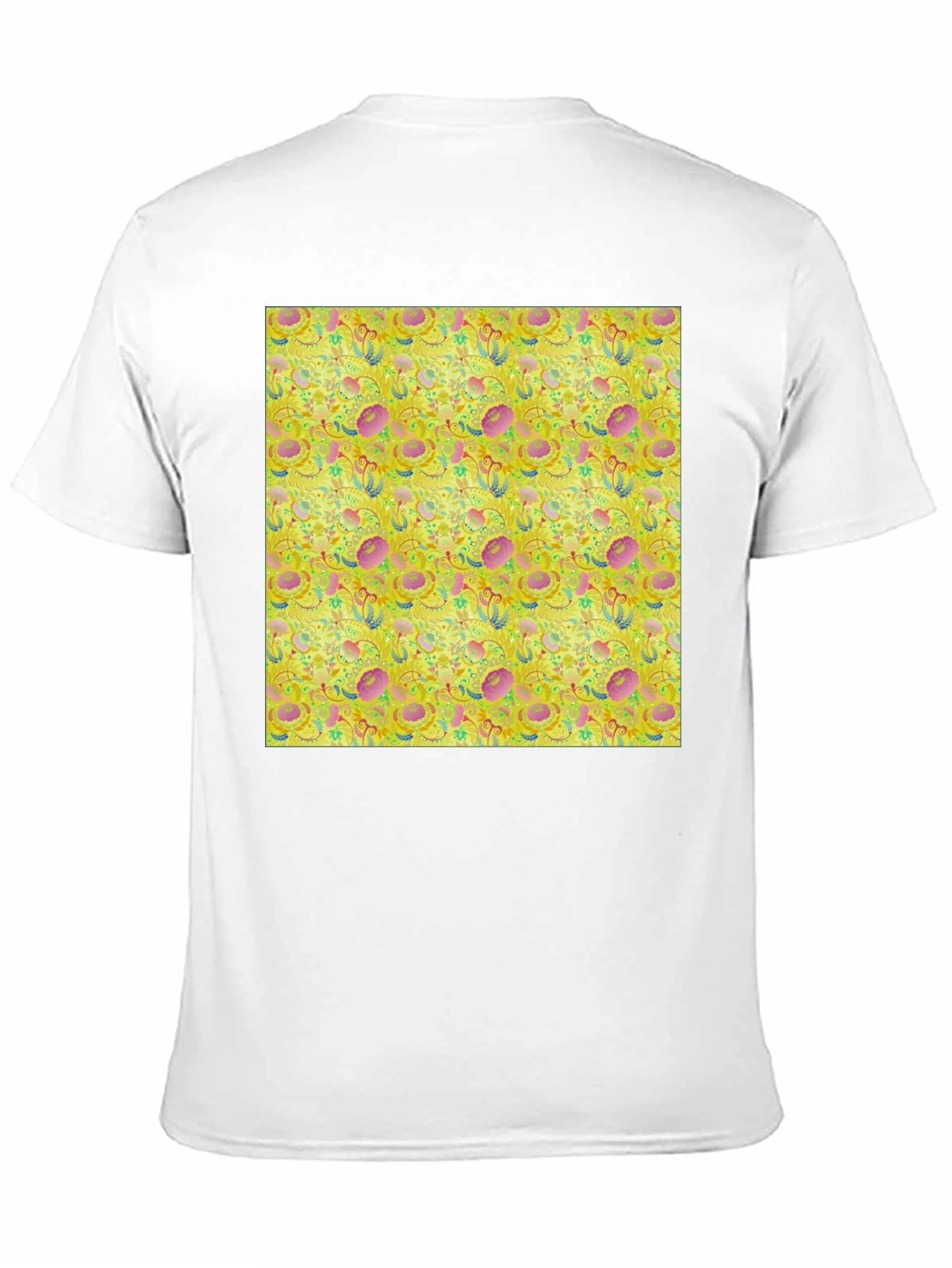 Black Floral Pattern T-Shirt - Funky Yellow Graphic Tee view 11
