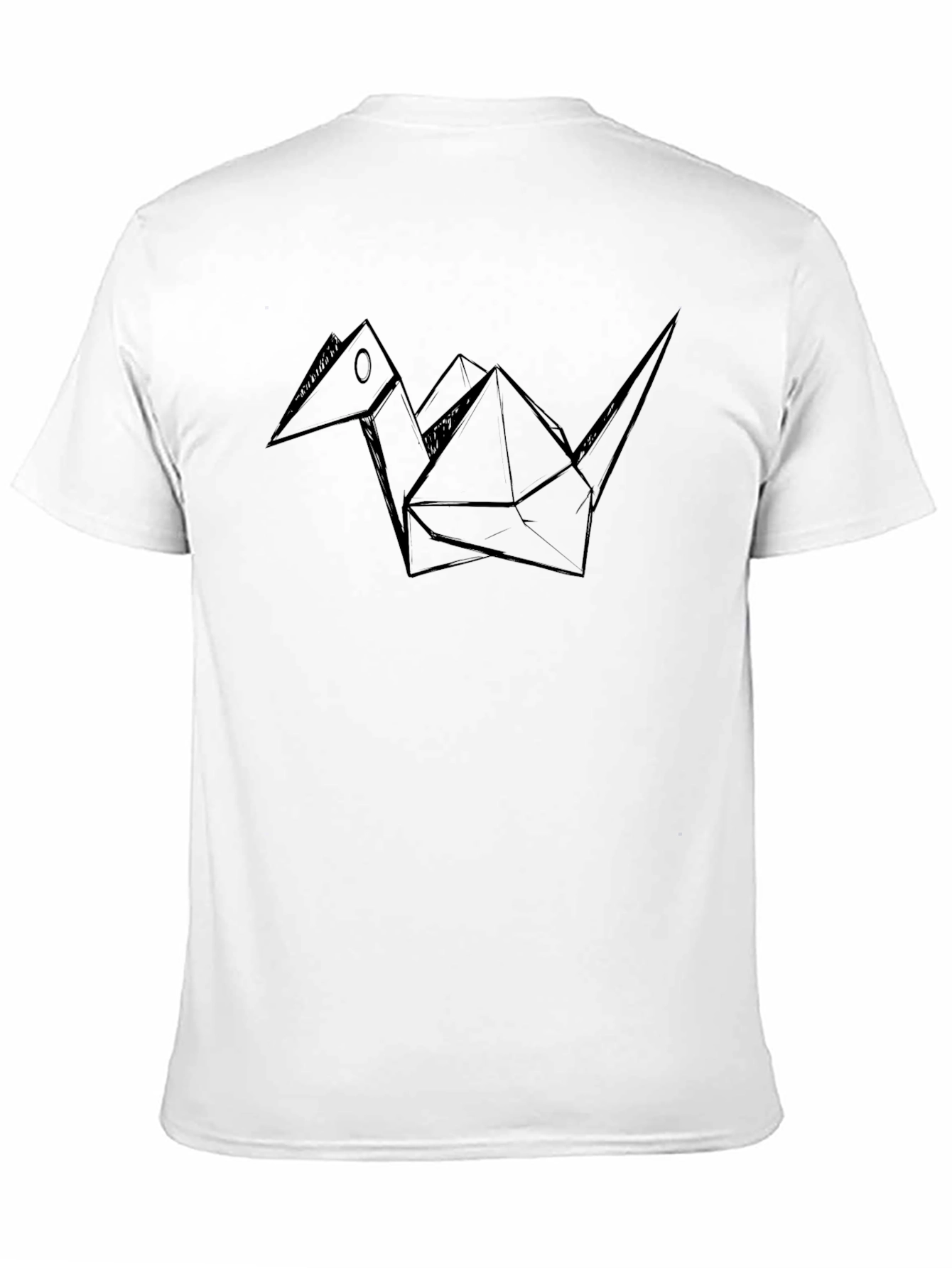 Black Origami Crane Graphic Tee - Modern Black T-Shirt view 11