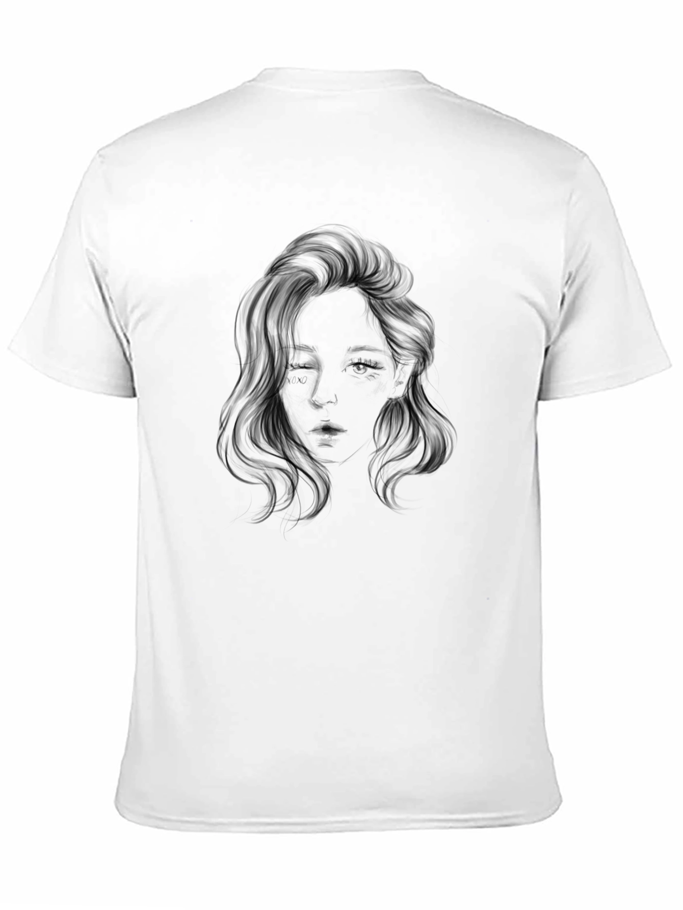 Black Graphic Tee - Woman's Face Design view 11