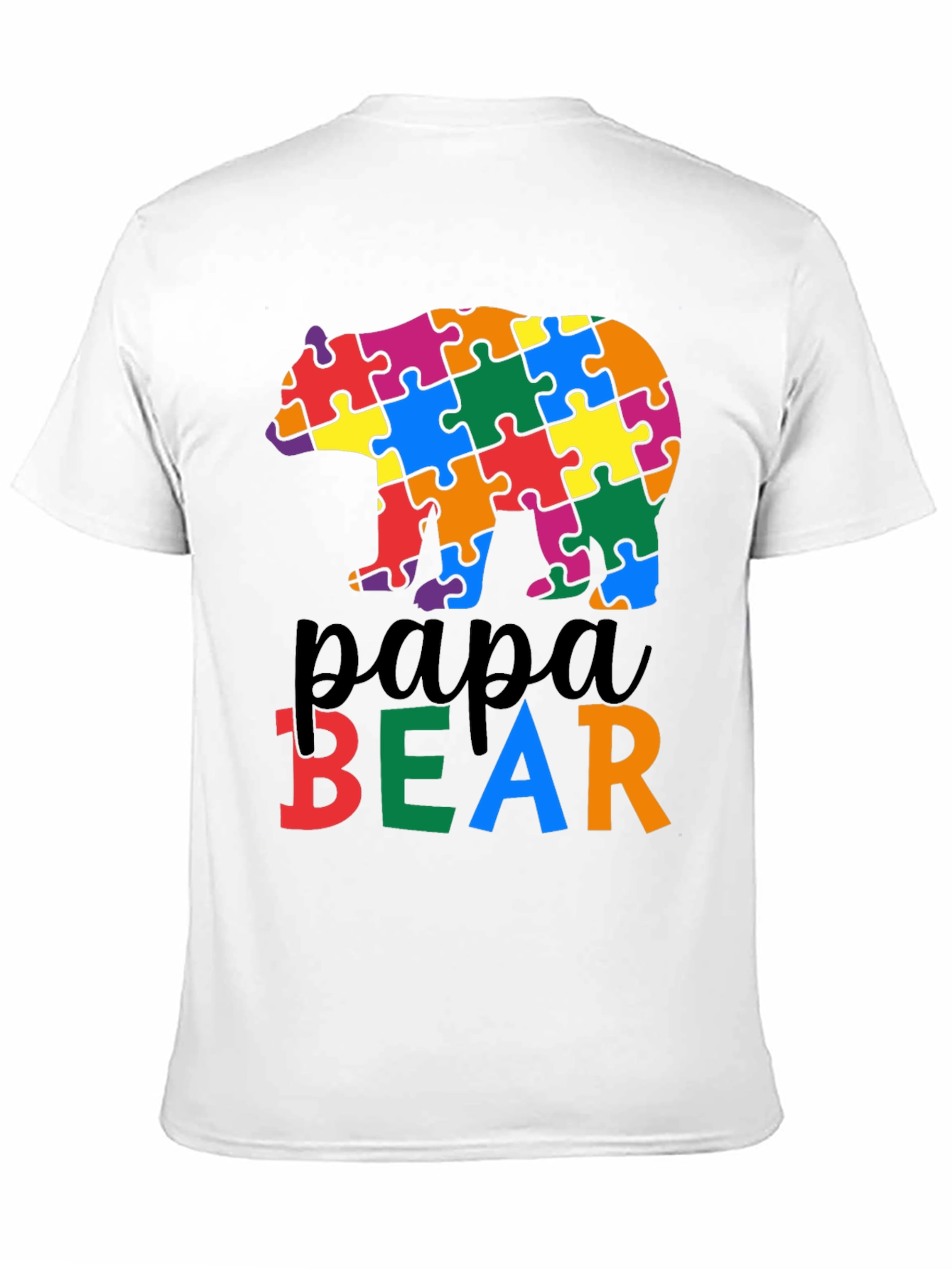 Black Papa Bear Autism Awareness T-Shirt view 11