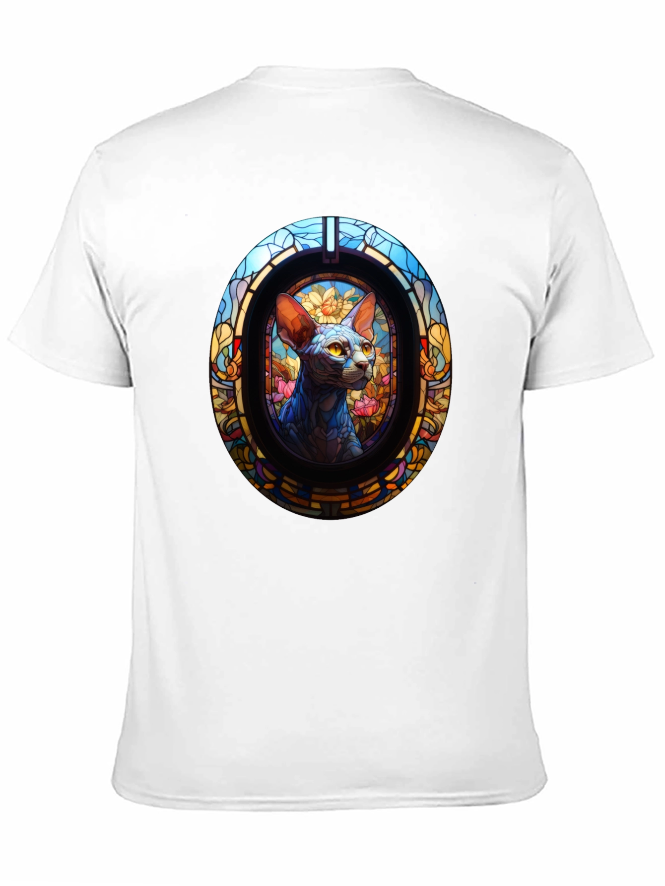 Black Stained Glass Cat T-Shirt view 11