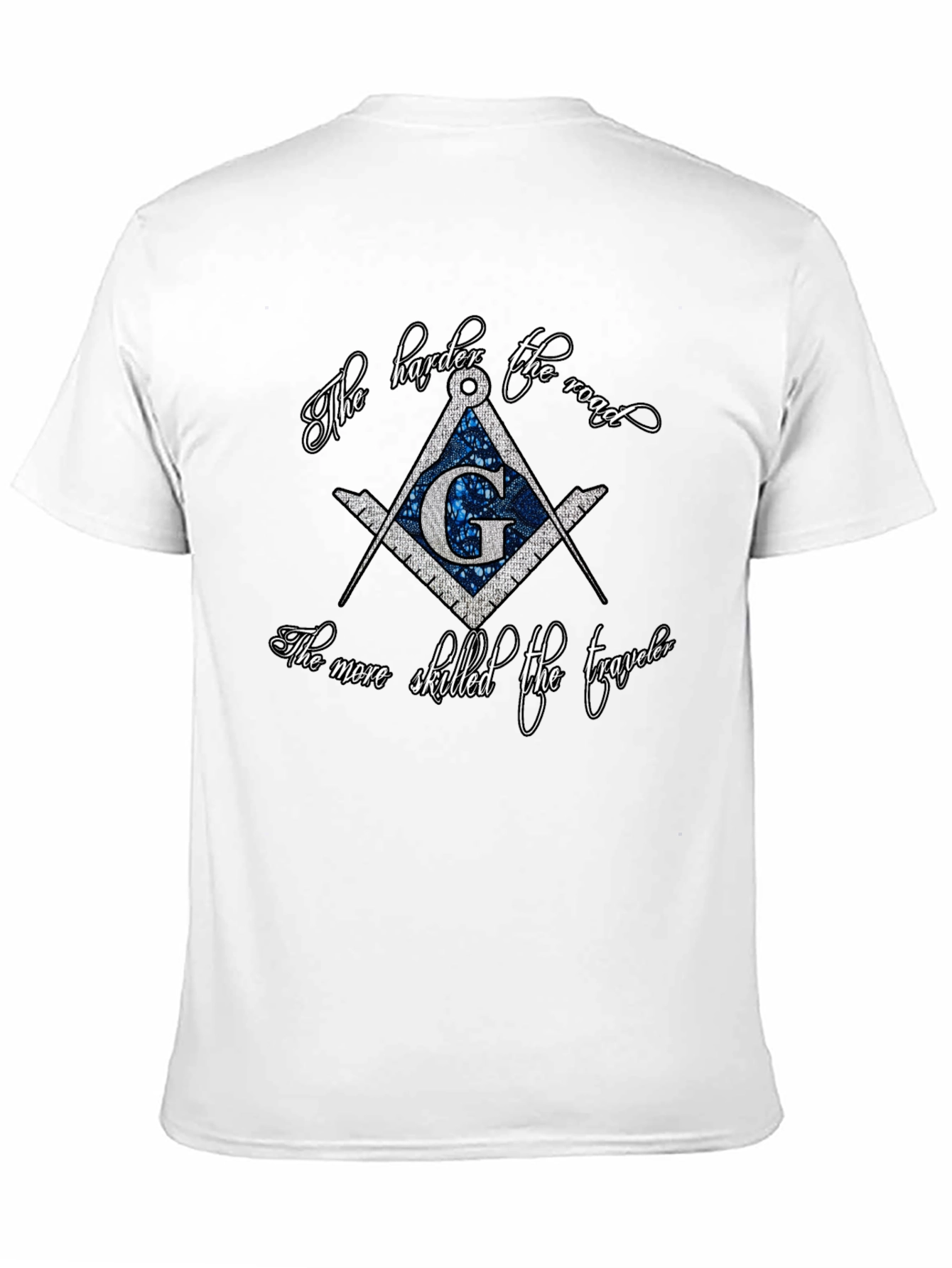 Black Masonic Compass T-Shirt - The Harder the Road view 11