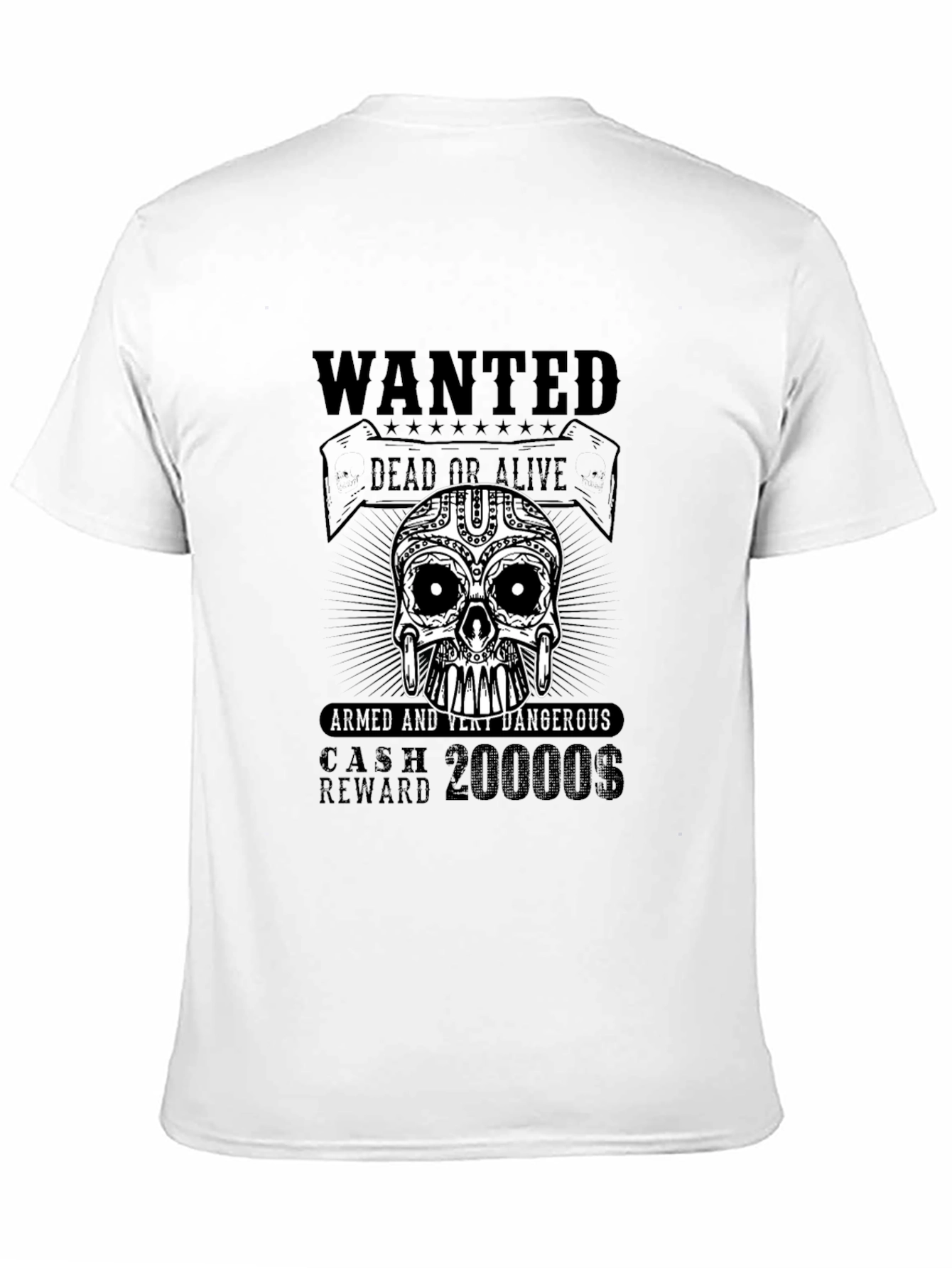 Black Wanted Skull T-Shirt - Armed & Very Dangerous view 11