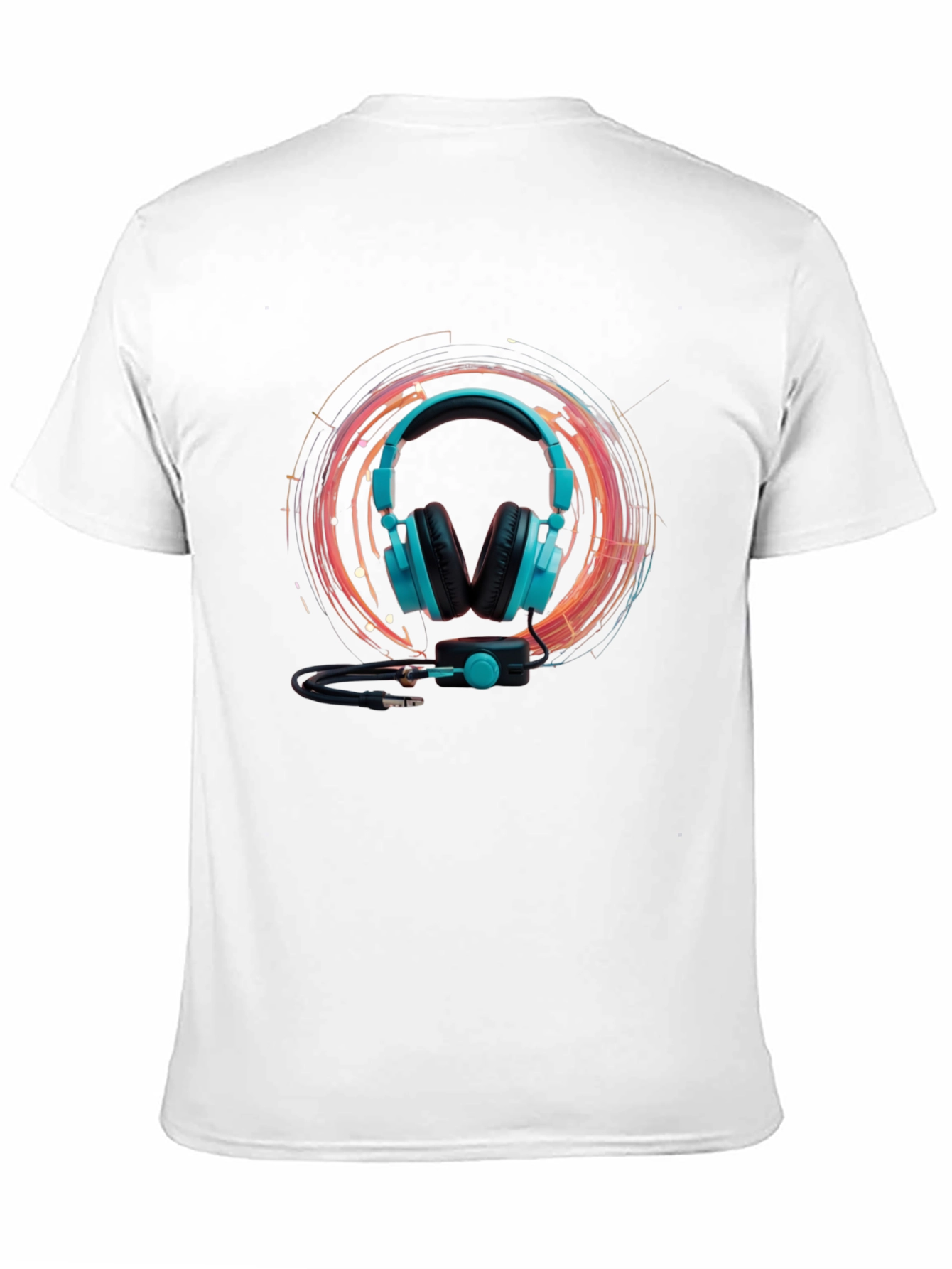 Black Cool Headphone Graphic Black Tee view 11