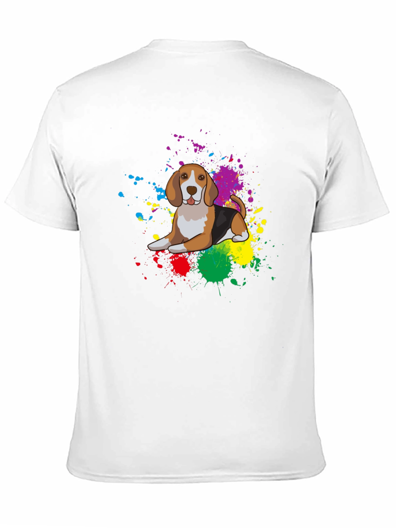 Black Beagle Dog Colorful Splatter T-Shirt - Unisex view 11