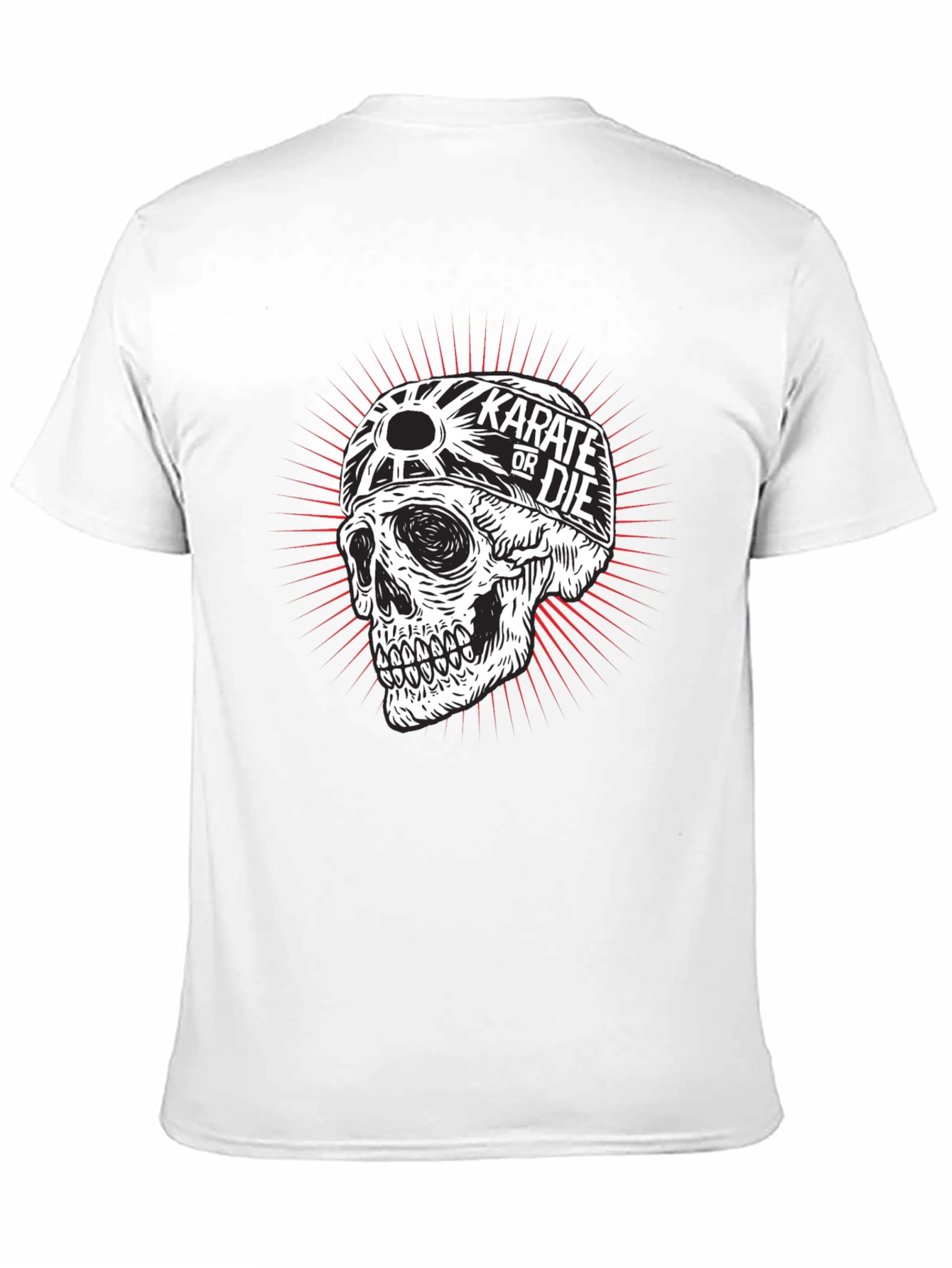 Black Karate or Die Skull Graphic Tee - Black Cotton T-Shirt view 11