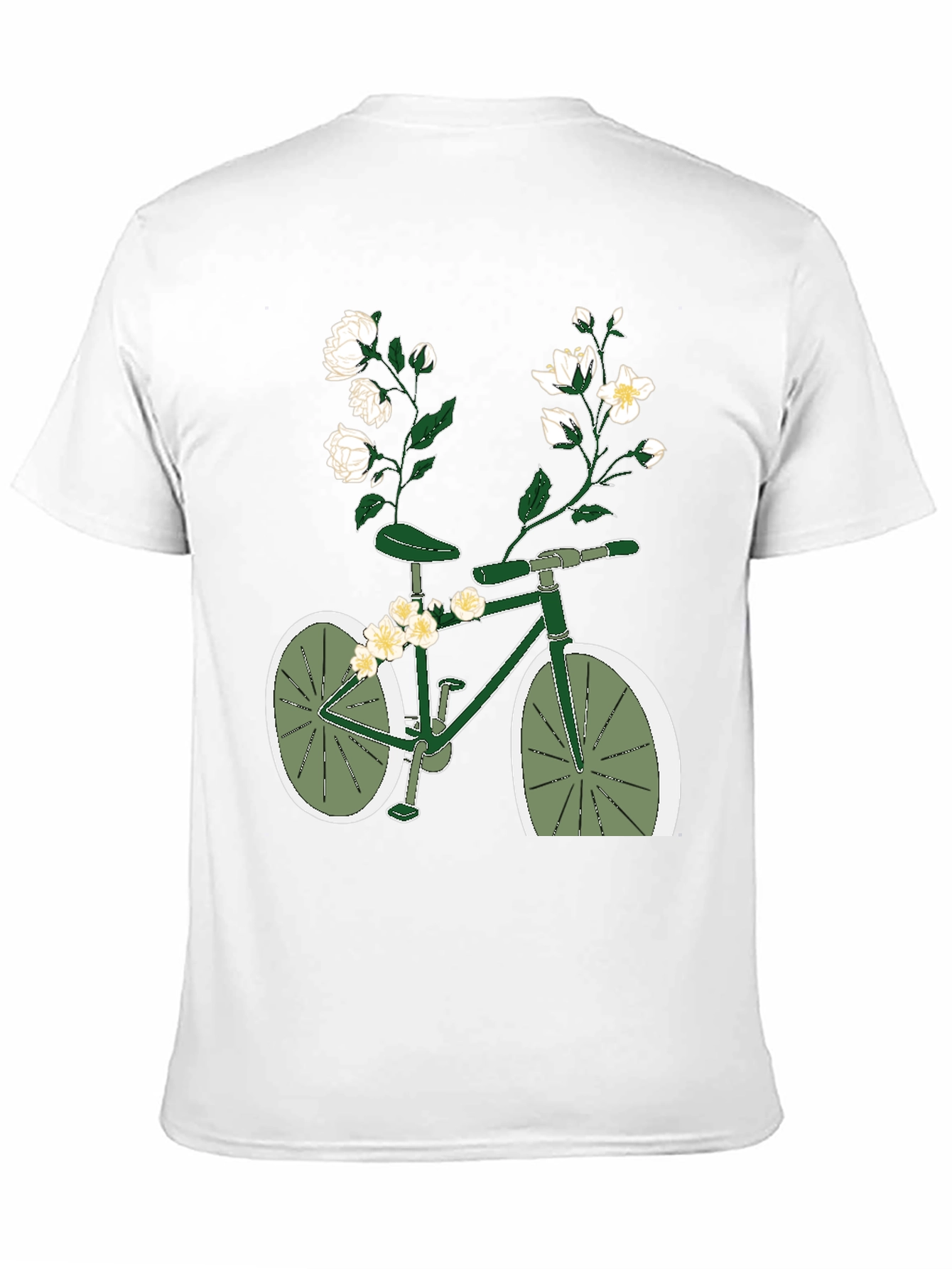 Black Floral Bicycle Graphic Tee - Unique Design view 11