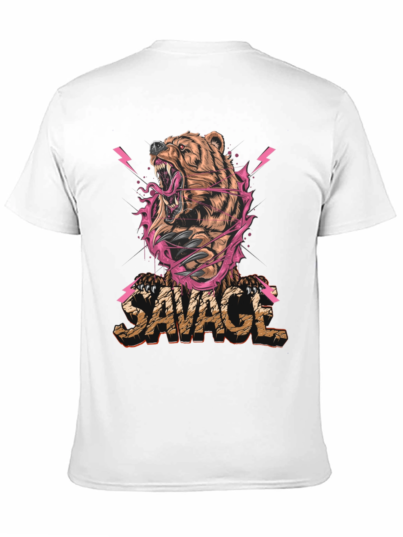 Black Savage Bear Graphic Print T-Shirt - Men's view 11