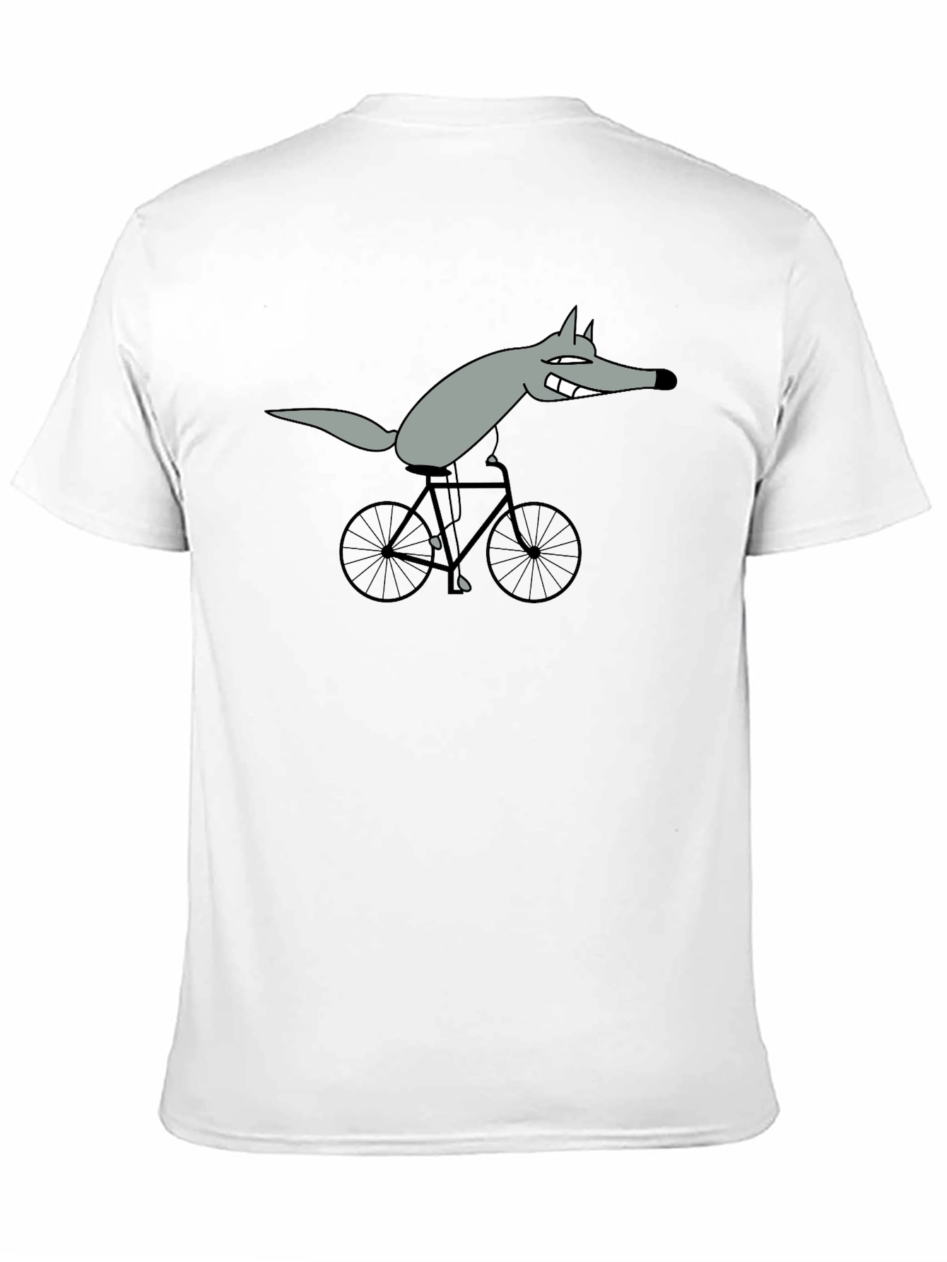 Black Funny Wolf on Bicycle Graphic T-Shirt view 11
