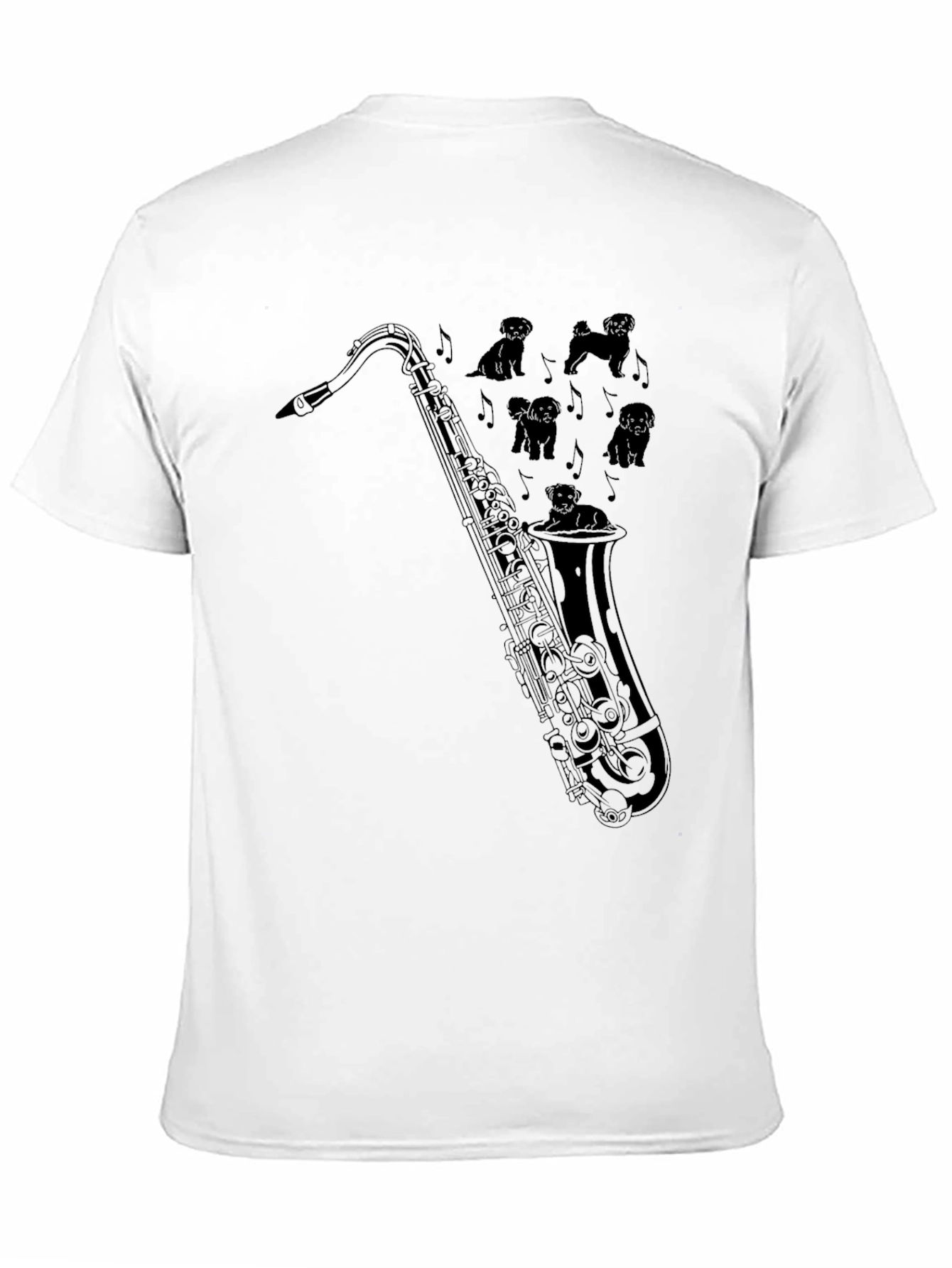 Black Saxophone Dogs Graphic Tee - Black Cotton T-Shirt view 11