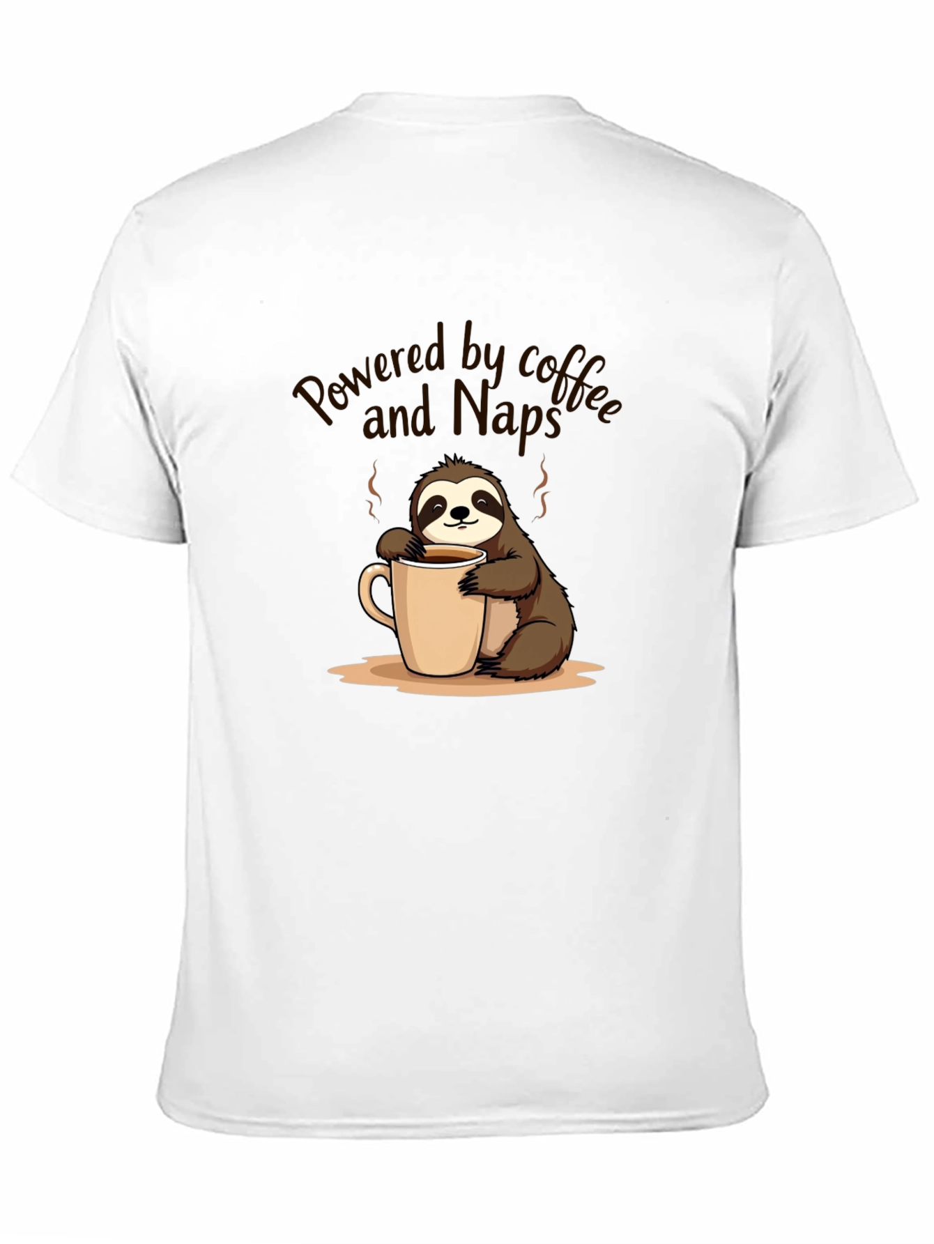 Black Powered by Coffee and Naps Sloth T-Shirt view 11
