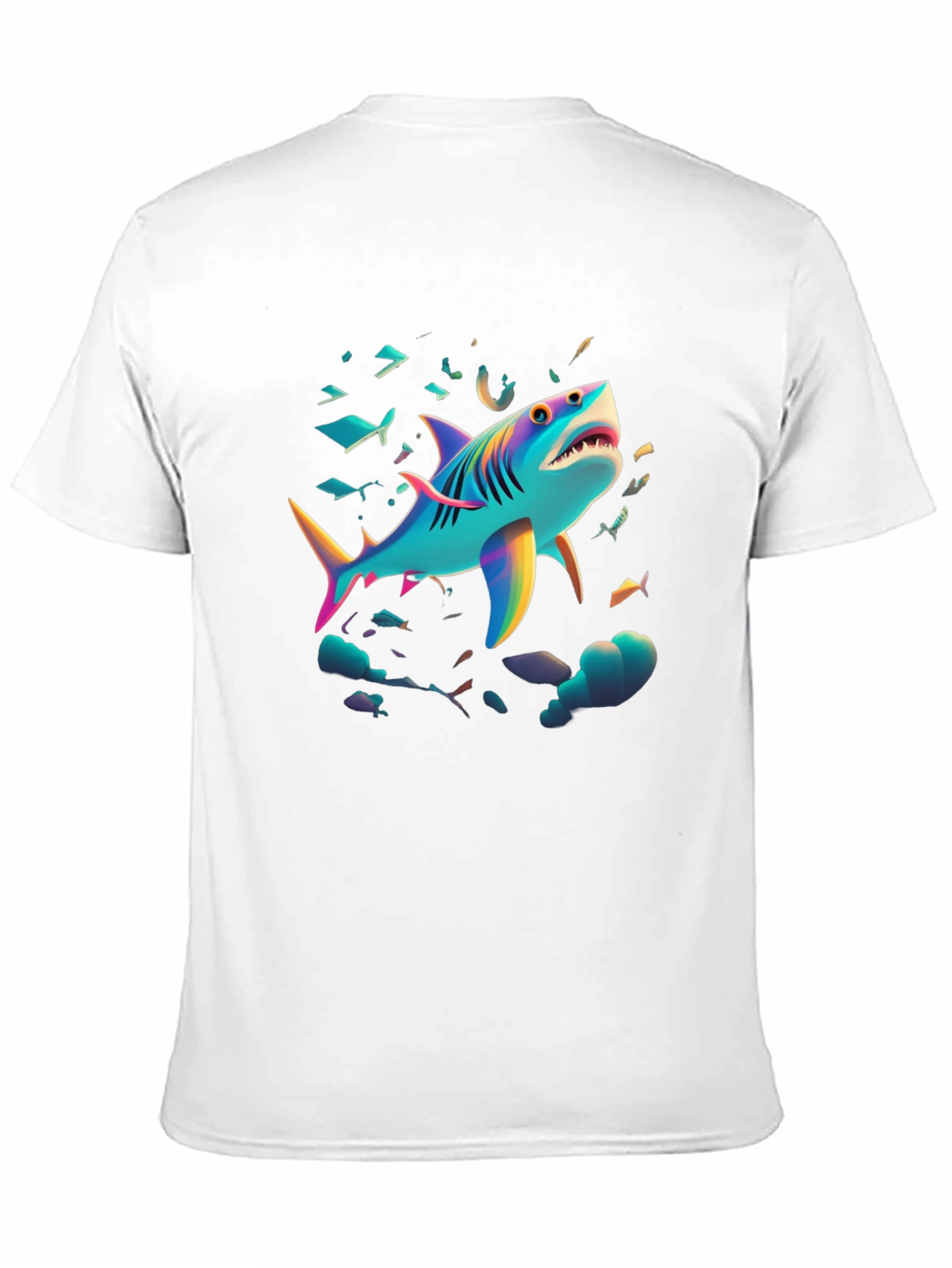 Black Vibrant Shark Graphic Tee - Black Cotton Blend view 11