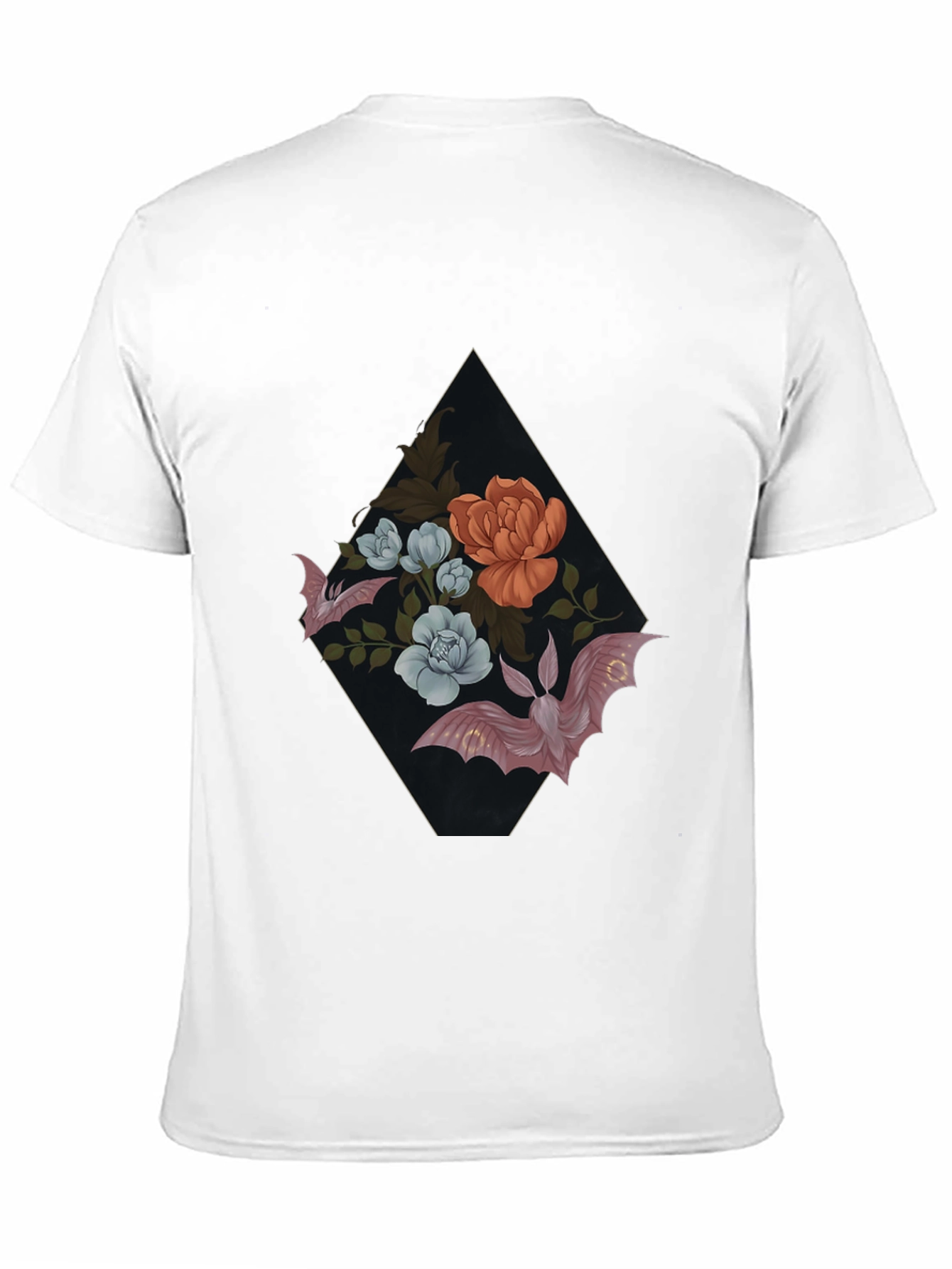 Black Floral Bat Graphic Tee - Gothic Style view 11