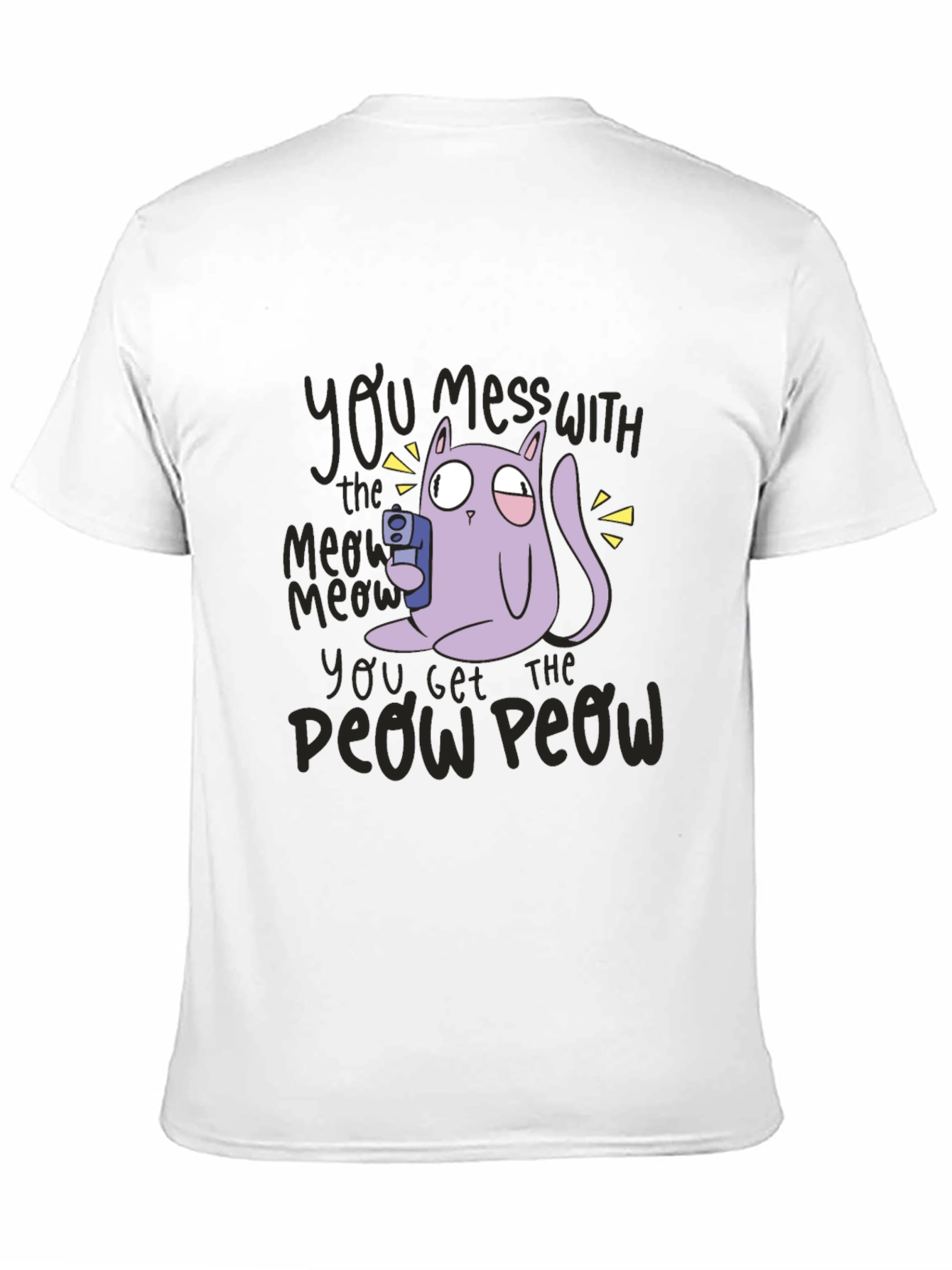 Black Meow Meow Peow T-Shirt - Funny Cat Graphic Tee view 11
