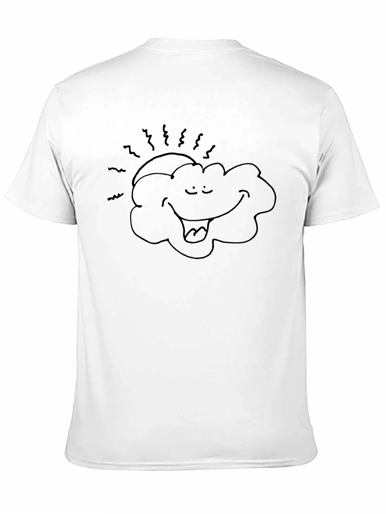 Black Funny Cartoon Smiling Sun & Cloud Graphic T-Shirt view 11
