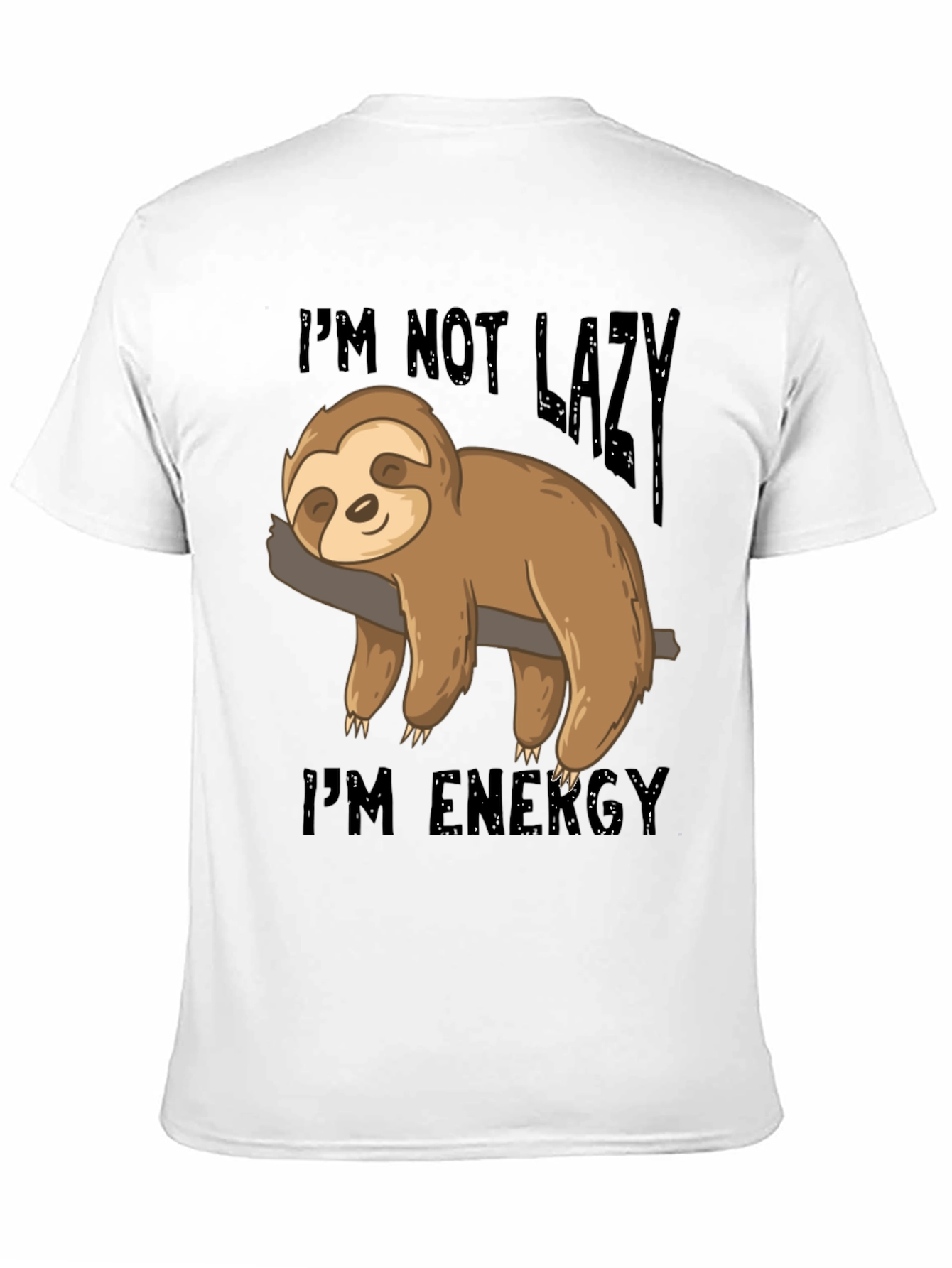 Black Lazy Sloth Energy T-Shirt - Comfortable Cotton Blend Tee view 11