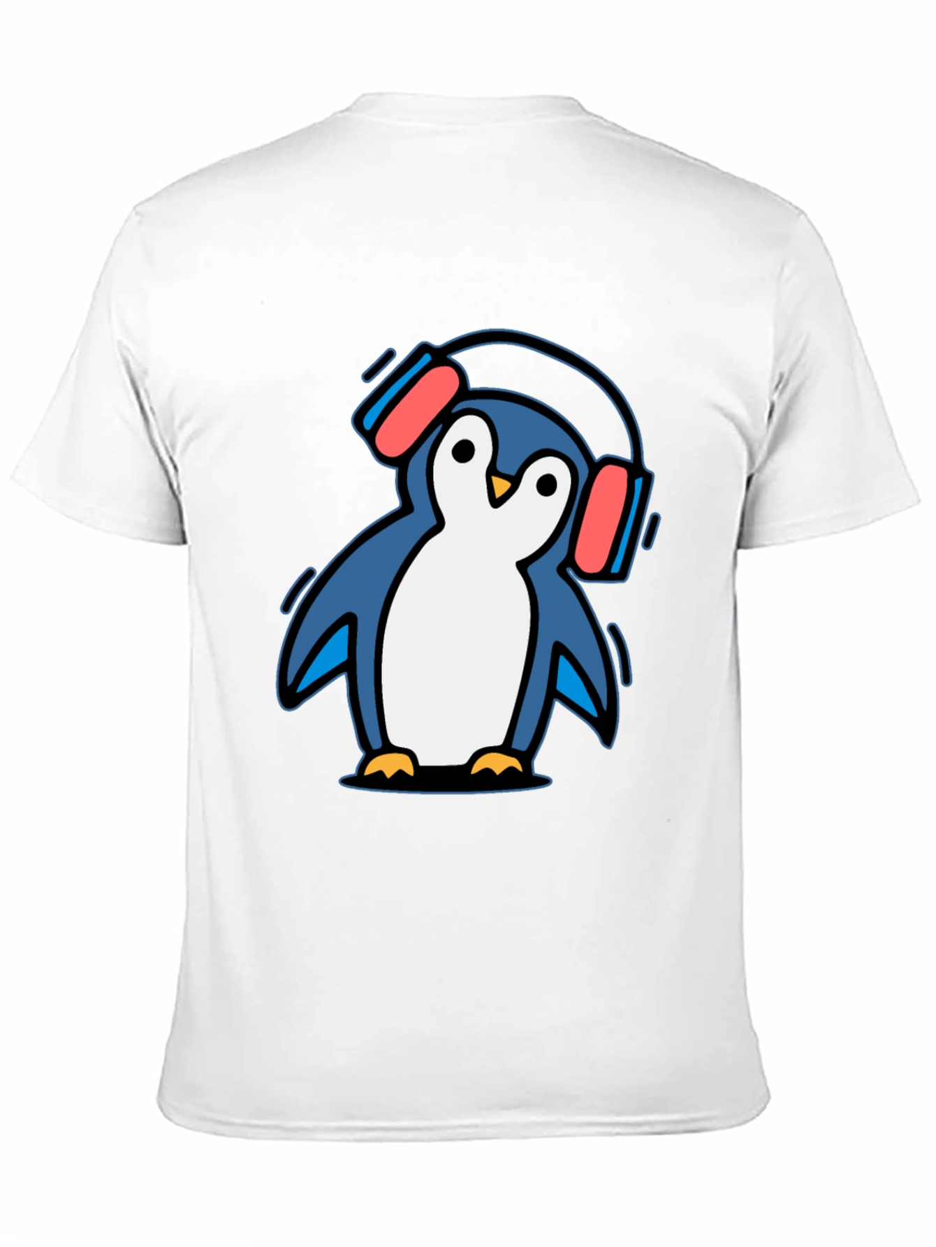 Black Penguin Headphone T-Shirt - Cool Graphic Tee view 11