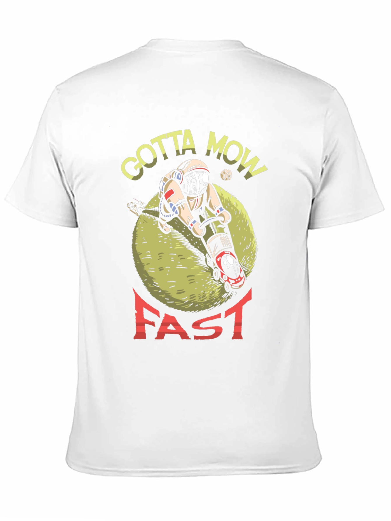 Black Gotta Mow Fast T-Shirt, Astronaut Lawn Mower Design view 11