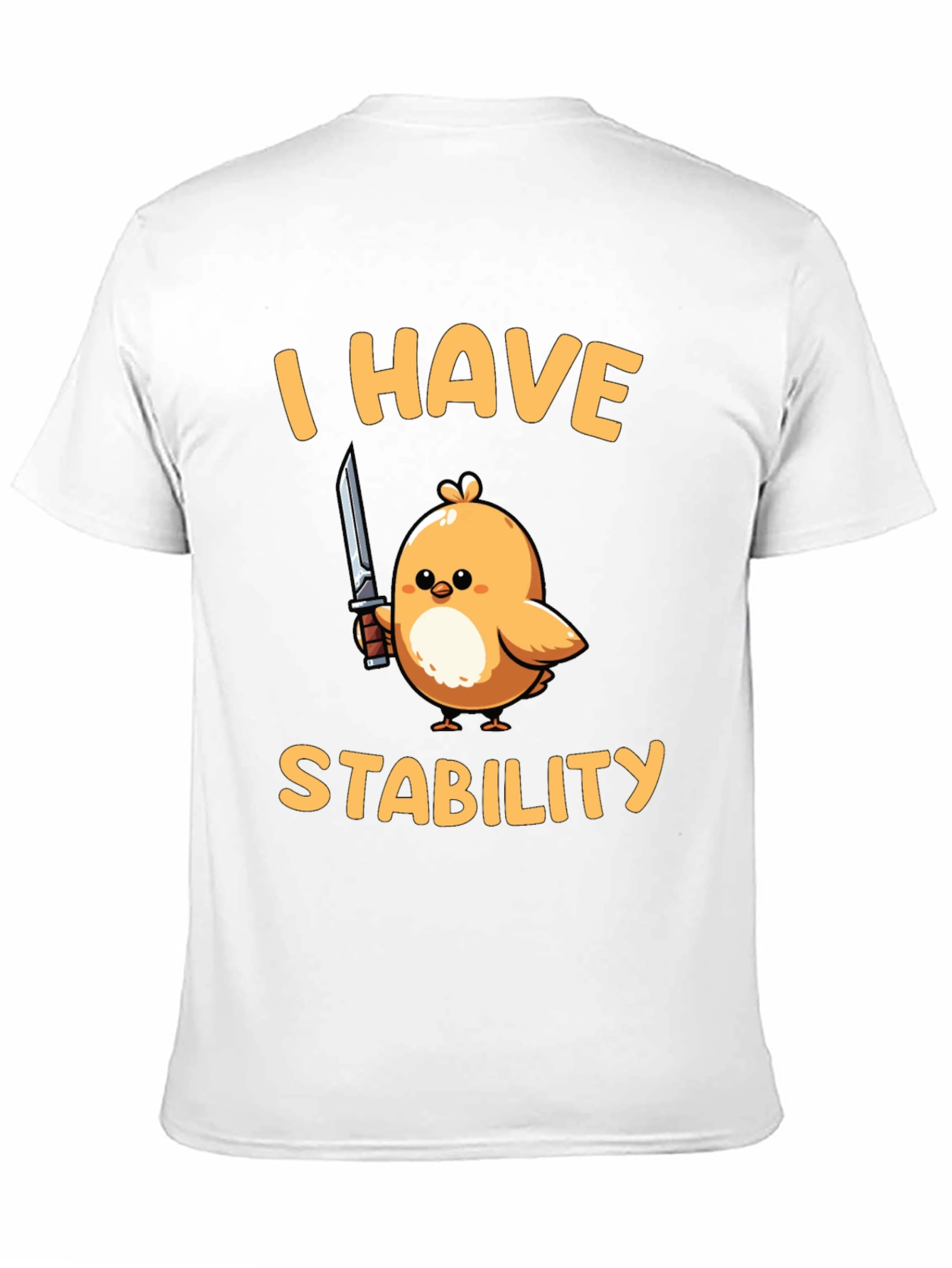 Black I Have Stability T-Shirt - Funny Bird with Knife Tee view 11