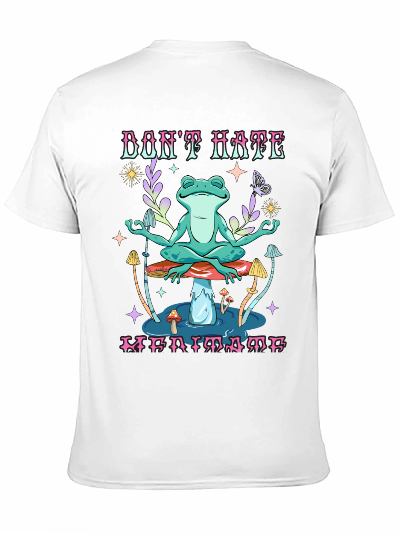 Black Don't Hate Meditate Frog Graphic T-Shirt view 11